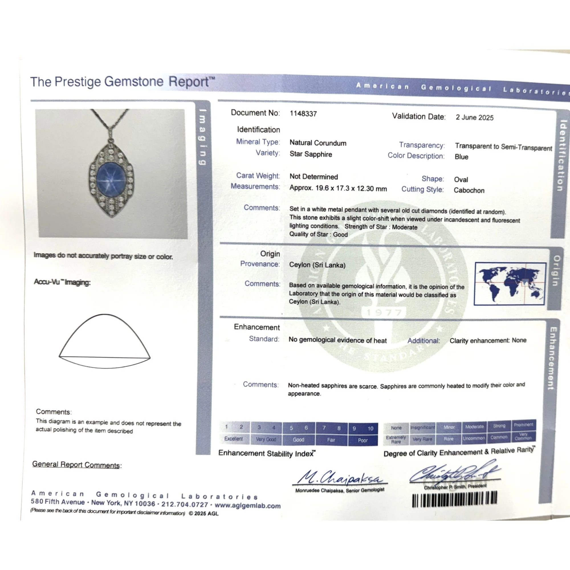45 Carat Star Sapphire Ceylon No Heat Blue Art Deco Pendant - Image 8