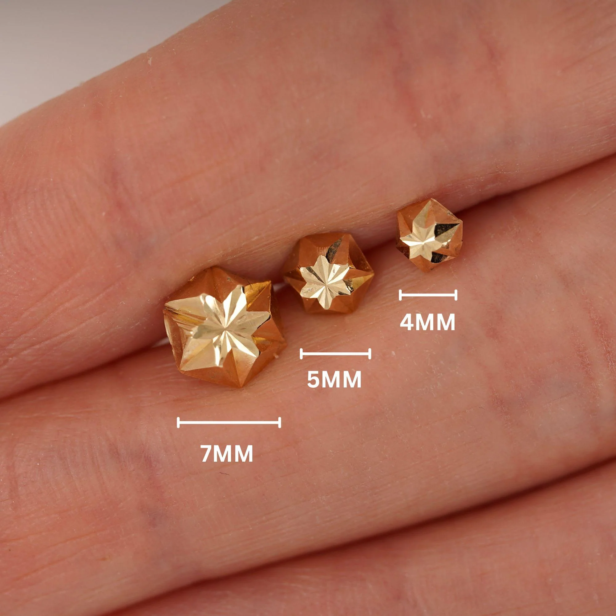 4mm 14K Gold Diamond Cut Hexagon Stud Earrings On Screw Back - Image 2