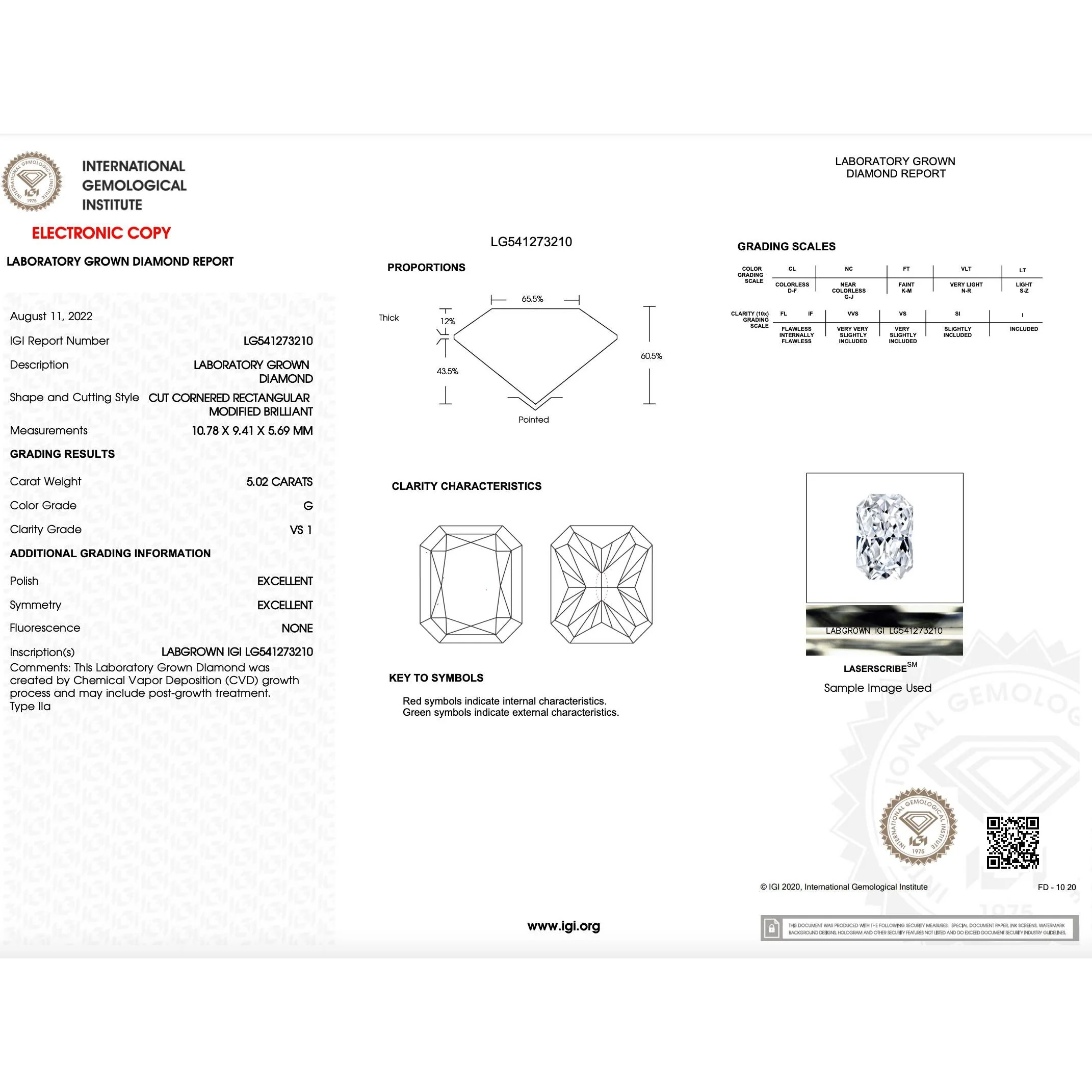IGI Certified 5 Carat Lab Grown CVD Diamond Art Deco Engagement Ring in Platinum with 2 Bullet Cut Side Stones - Image 8