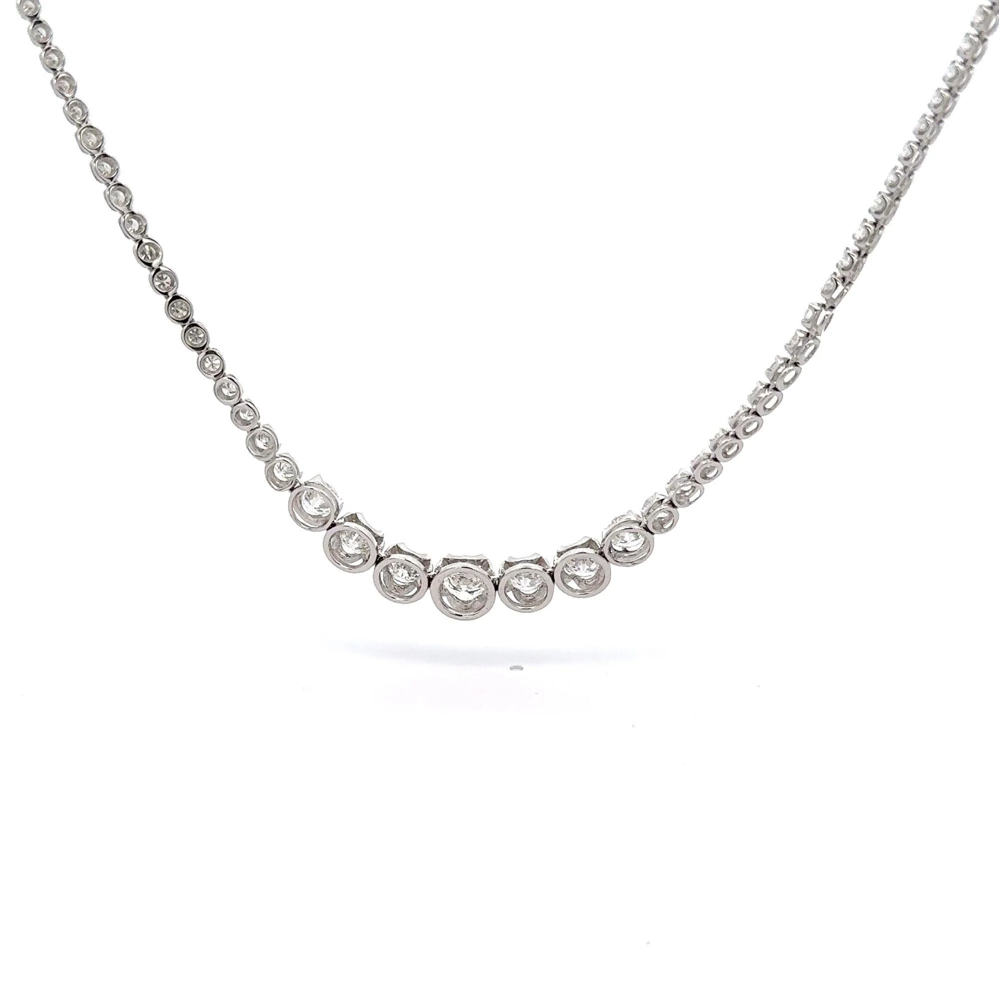 5.5 Carat Diamond White Gold Graduated Riviera Cupcake Tennis Necklace - Image 6