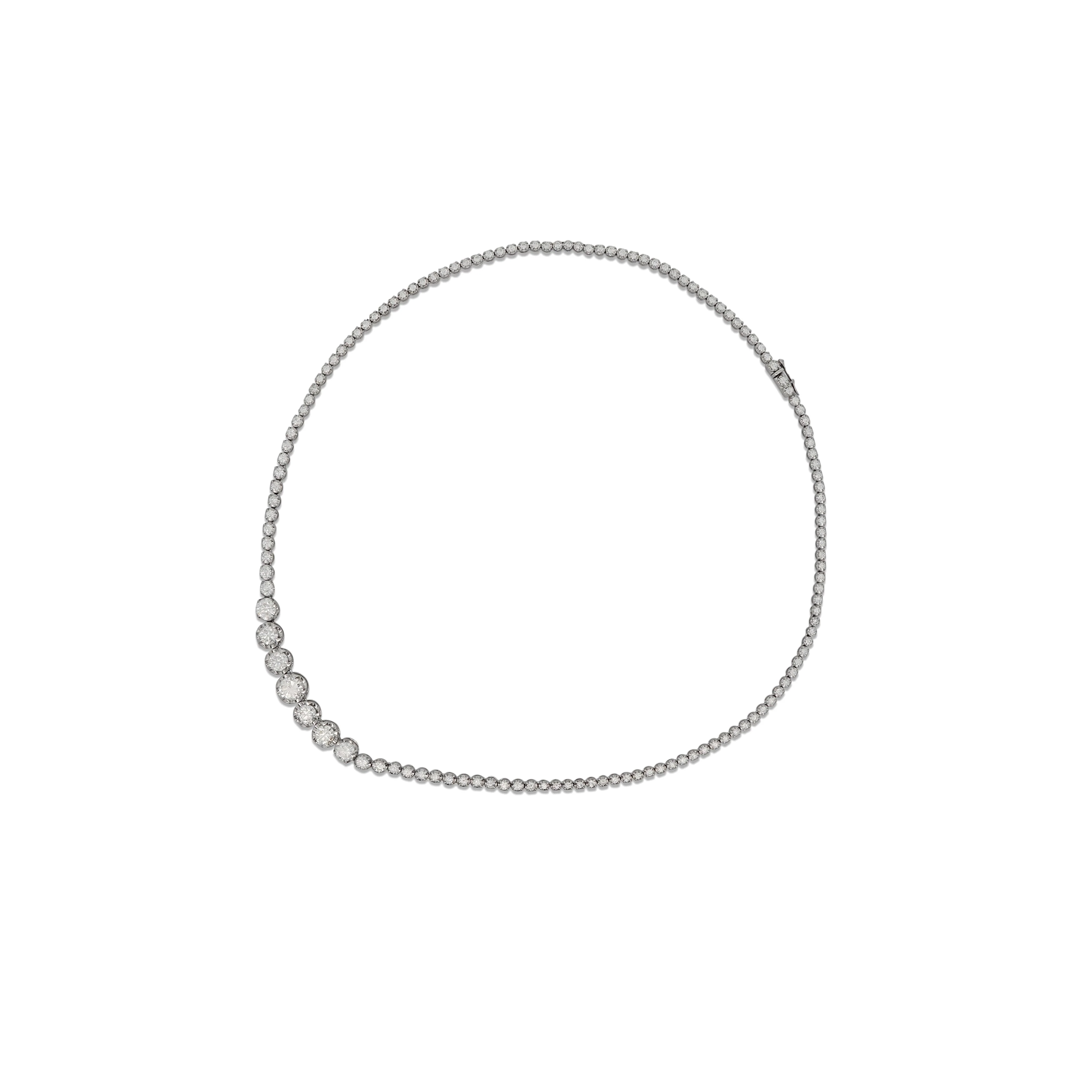 5.5 Carat Diamond White Gold Graduated Riviera Cupcake Tennis Necklace - Image 8
