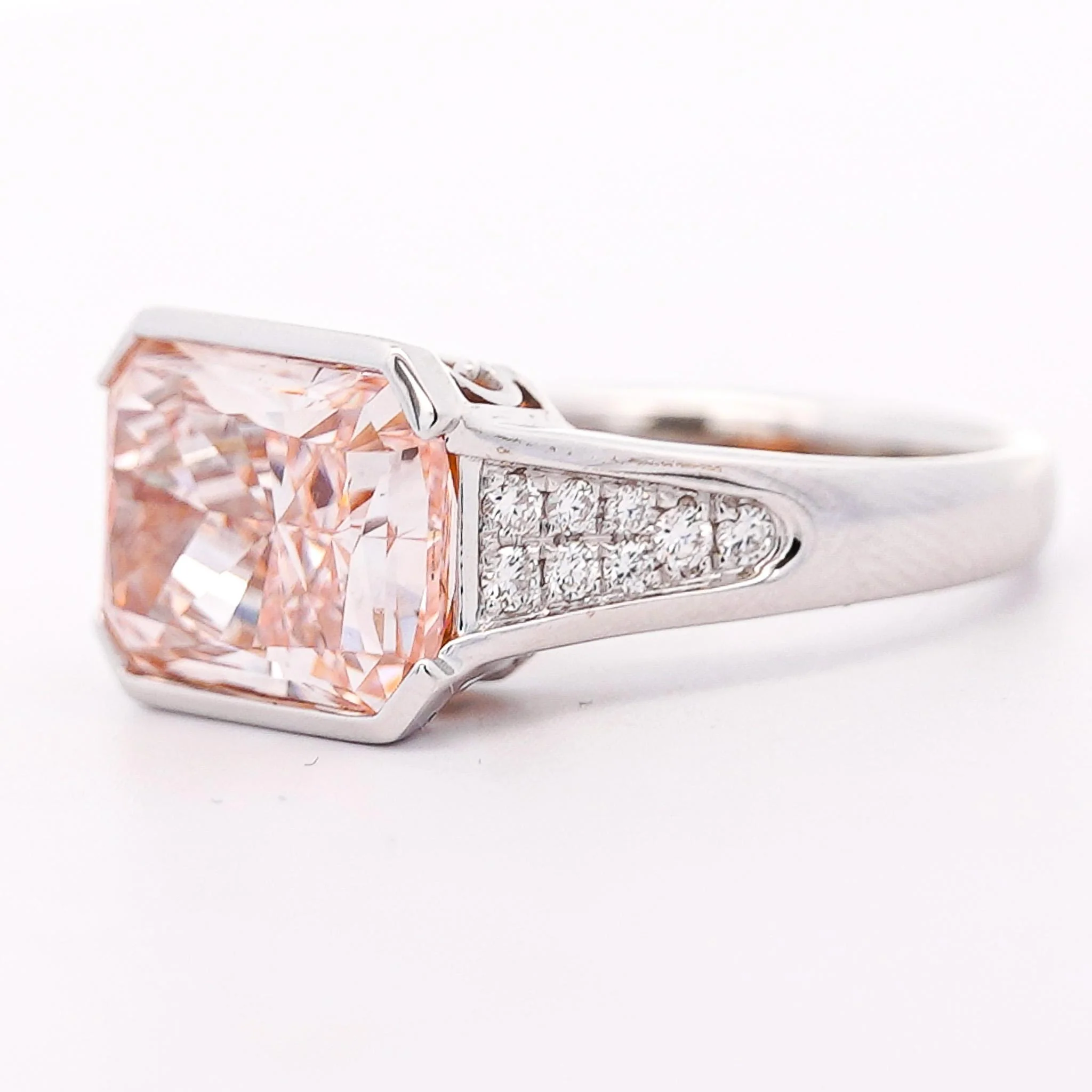 5.54 Carat Fancy Intense Pink Lab Grown Diamond Half Bezel Ring - Image 3