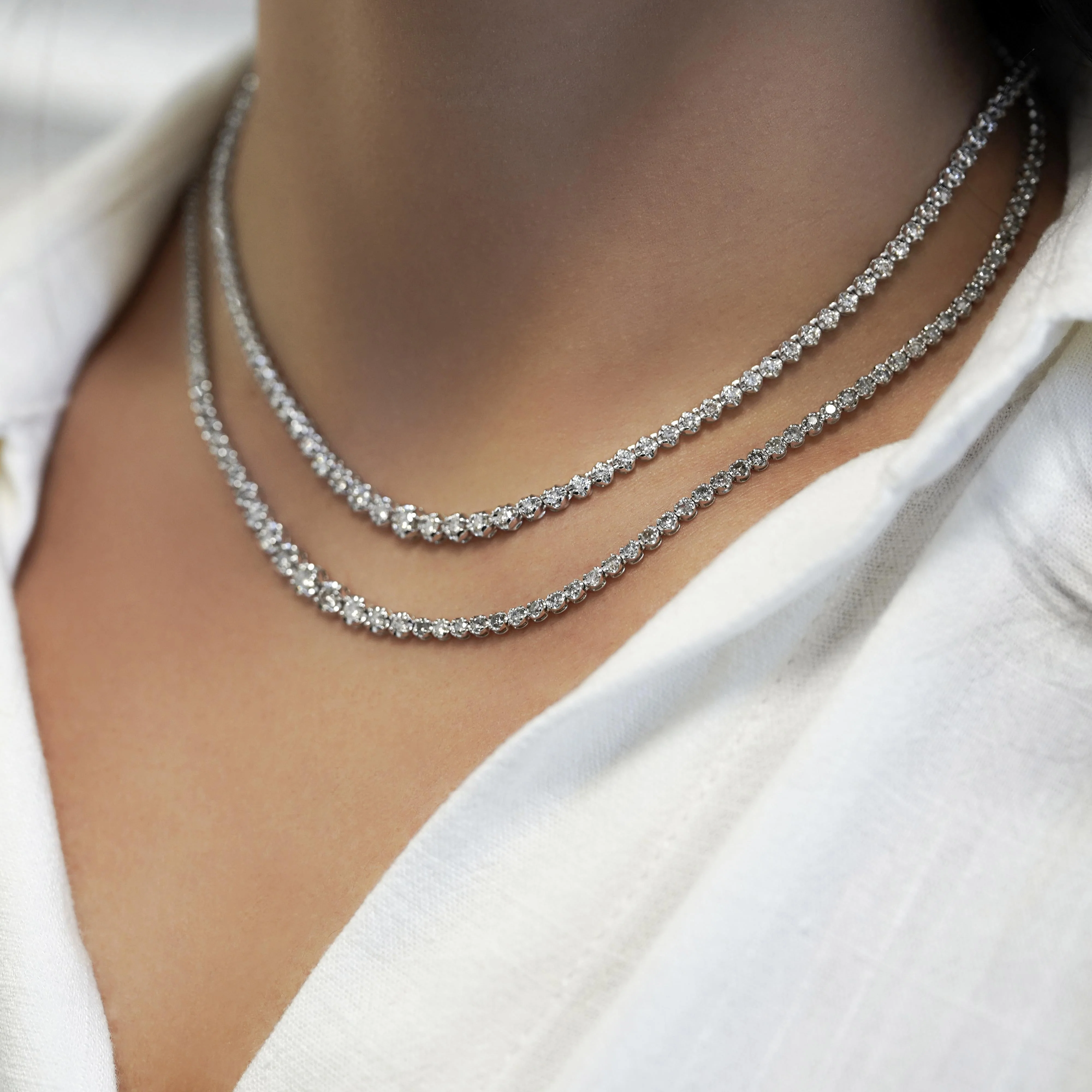 5.5 Carat Diamond 18K White Gold 4-Prong Graduated Tennis Necklace - Image 6