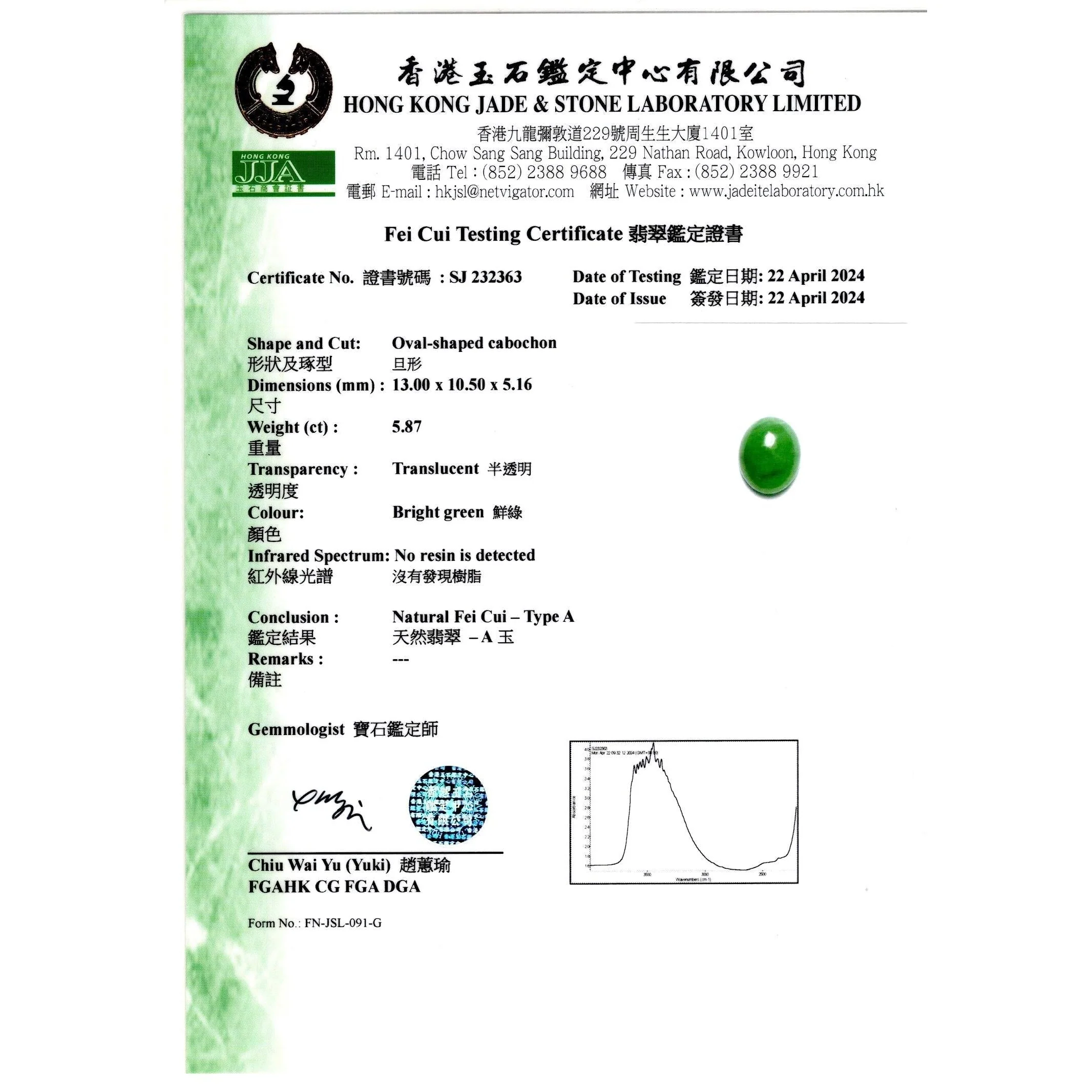 5.87 Carat Grade A Jadeite Jade & Diamond Platinum 3 Stone Ring - Image 7