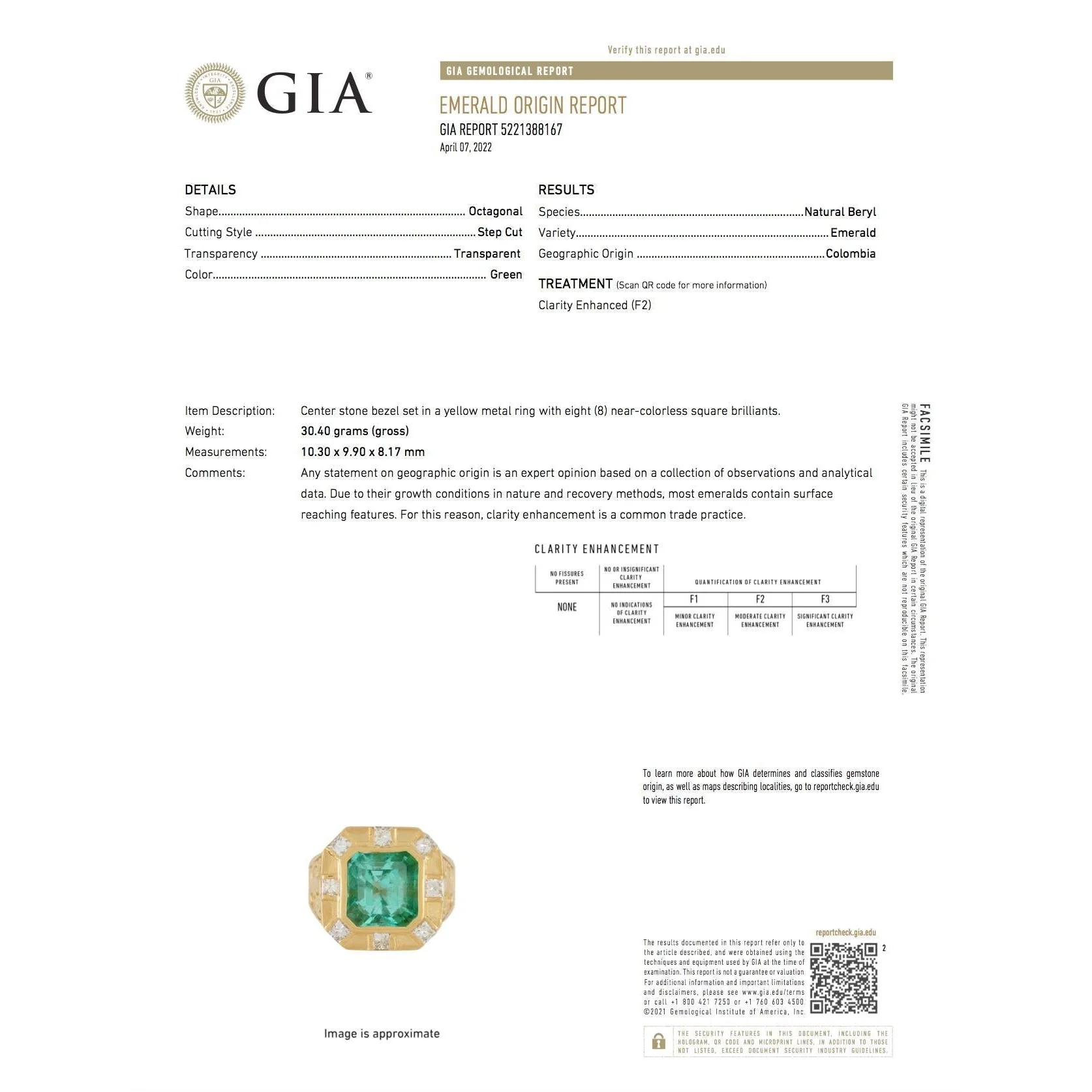 GIA Certified 5 Carat Colombian Emerald Unisex Ring in Textured Gold Setting - Image 4