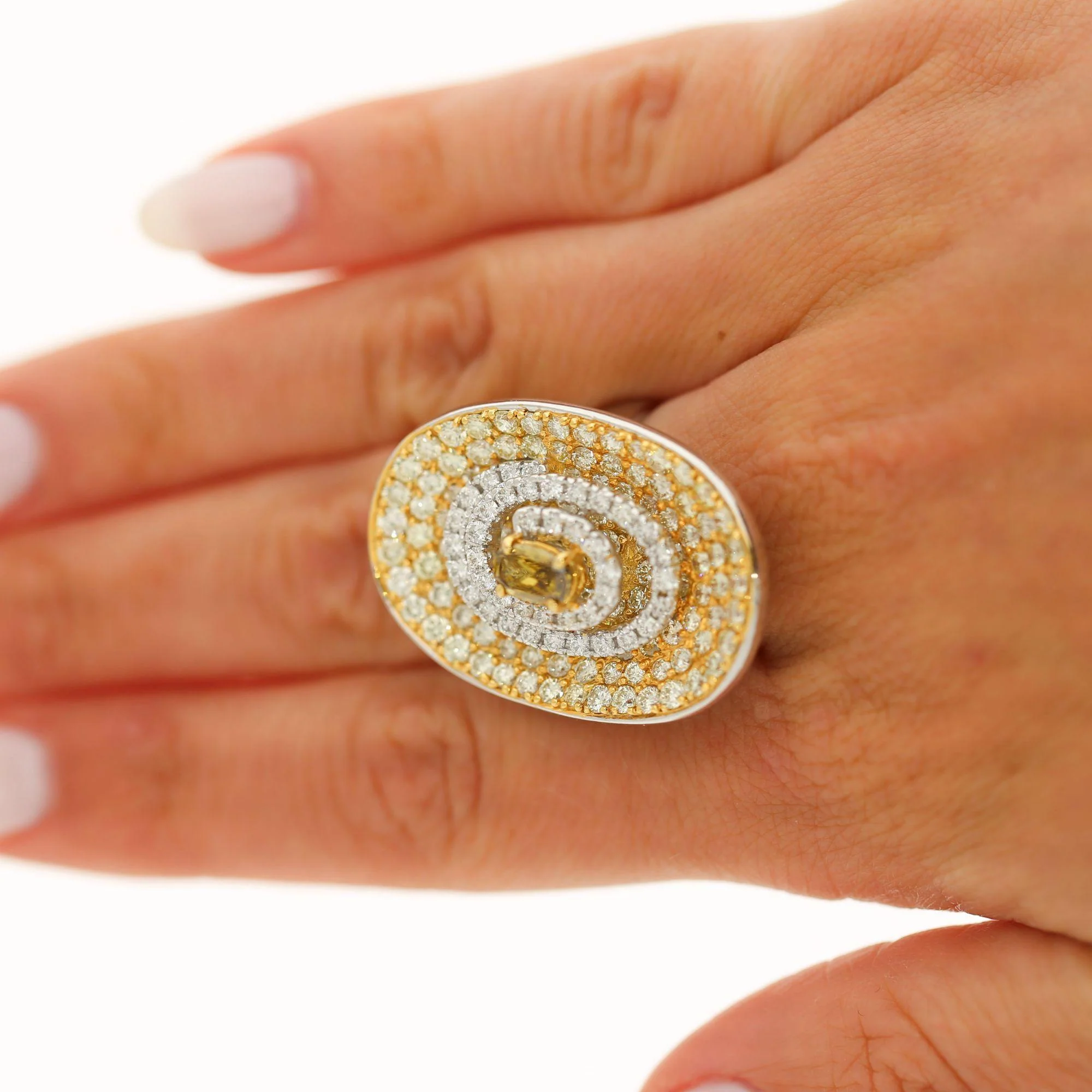 5 Carat Fancy Brown & Yellow Diamond Pave 18K Gold Tilted Shield Ring - Image 10