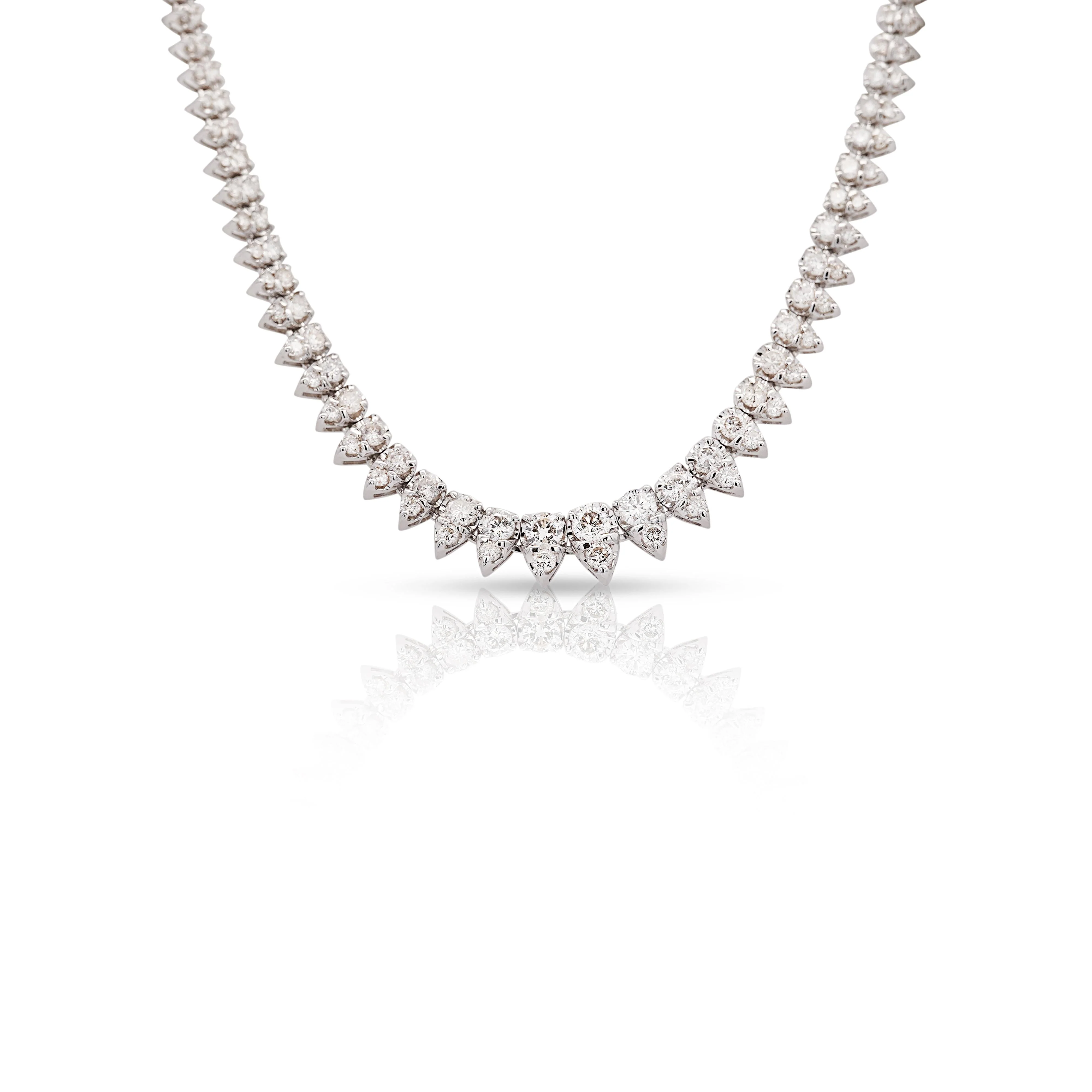 5 Carat Round Cut Diamond Platinum 2-Row Teardrop Tennis Necklace - Image 2