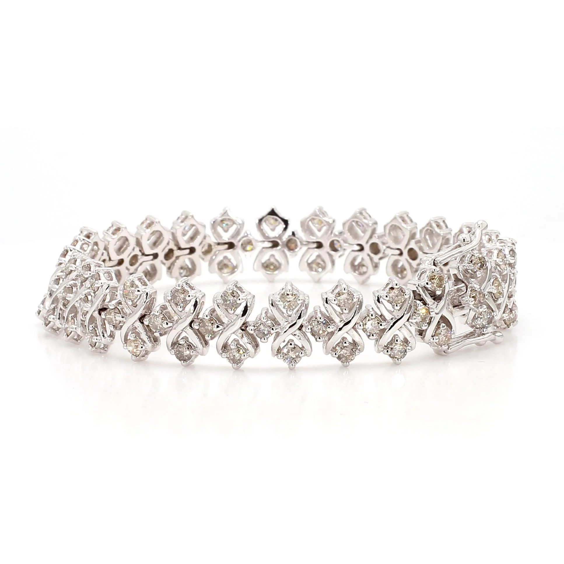 5 Carat Round Diamond H-I SI Interwoven X-Link 18K White Gold Bracelet 7 Inch - Image 6