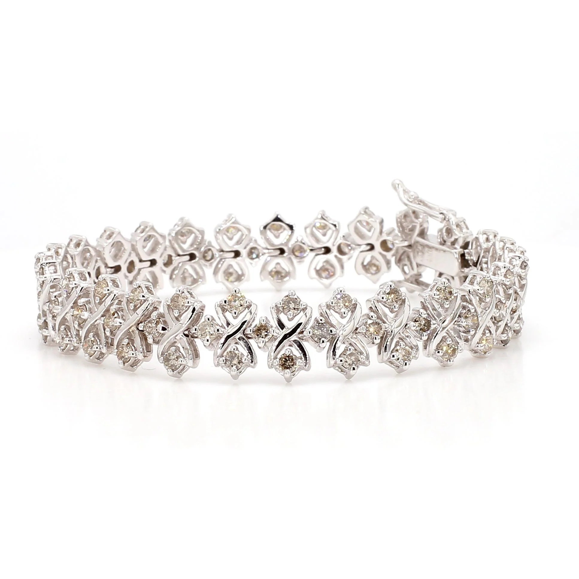 5 Carat Round Diamond H-I SI Interwoven X-Link 18K White Gold Bracelet 7 Inch - Image 8
