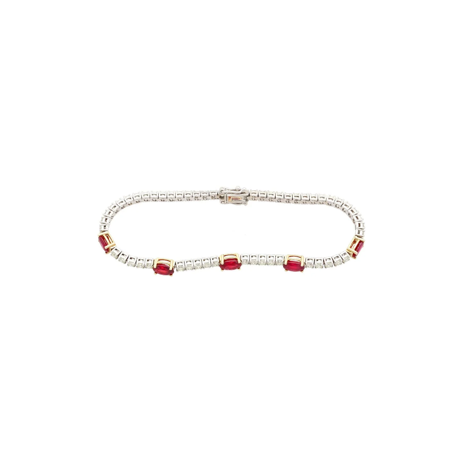 5.13 carat Ruby and Diamond Tennis Bracelet in 18K White Gold - Image 2