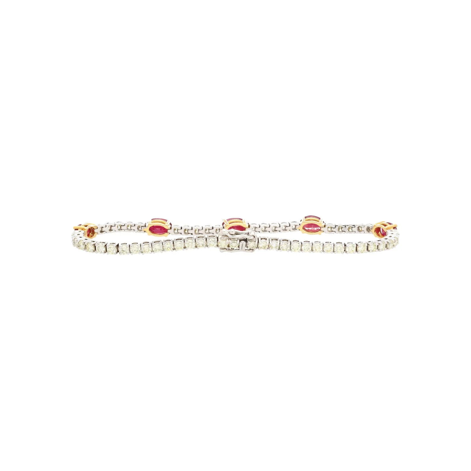 5.13 carat Ruby and Diamond Tennis Bracelet in 18K White Gold - Image 4