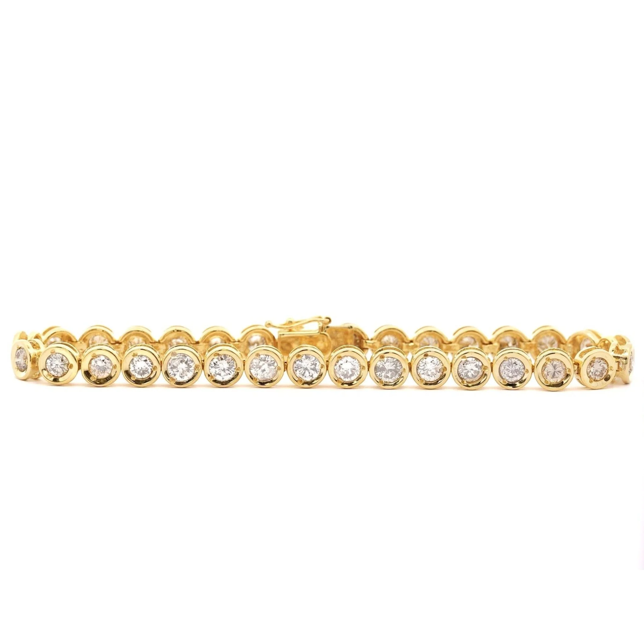 5 Carat TW Diamond Bezel Set Tennis Bracelet in 18k Yellow Gold 7" - Image 2