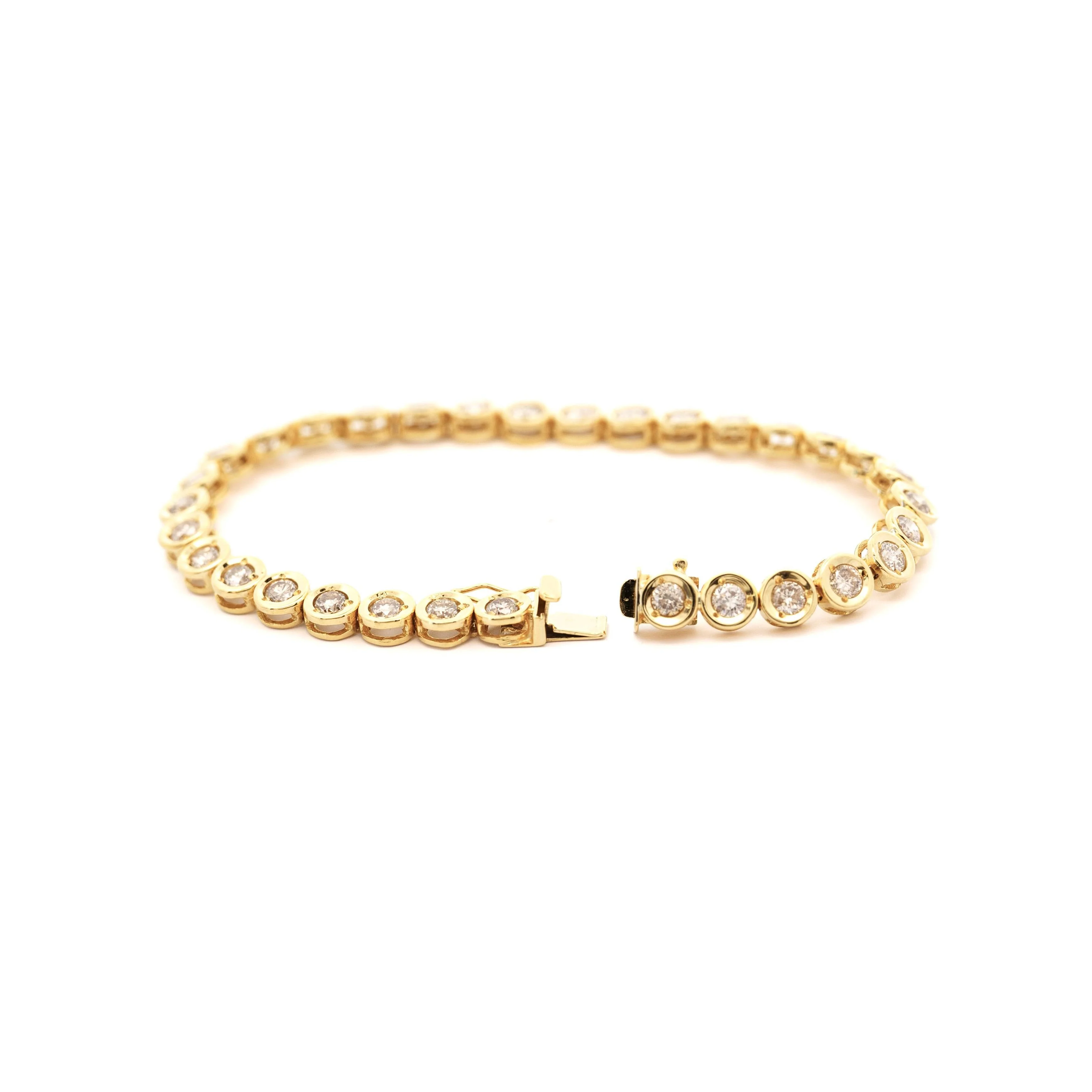 5 Carat TW Diamond Bezel Set Tennis Bracelet in 18k Yellow Gold 7" - Image 3