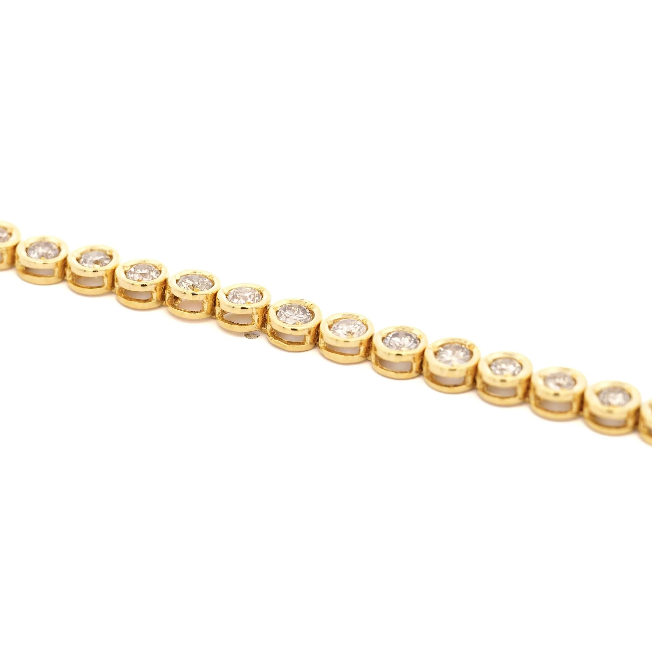 5 Carat TW Diamond Bezel Set Tennis Bracelet in 18k Yellow Gold 7" - Image 4