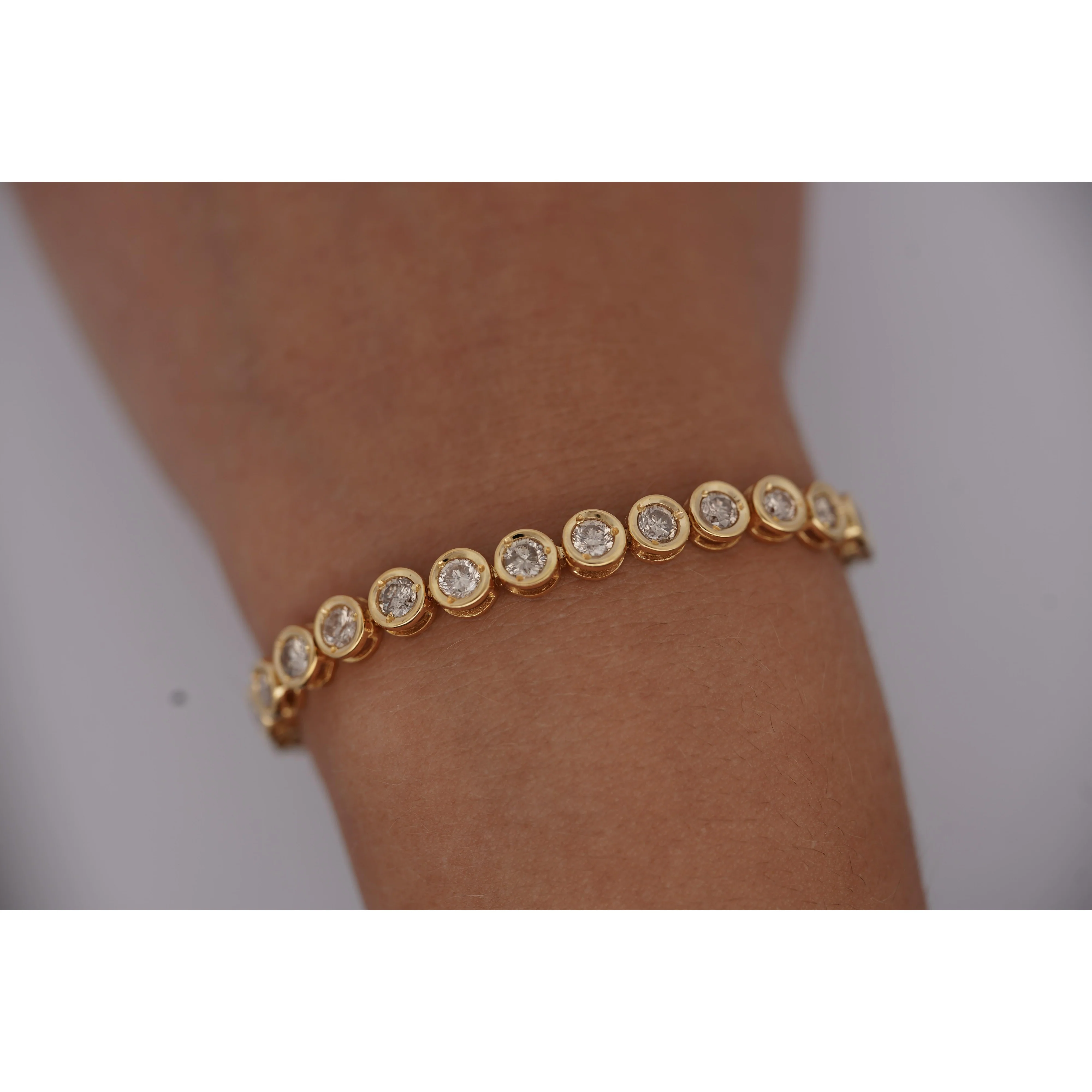 5 Carat TW Diamond Bezel Set Tennis Bracelet in 18k Yellow Gold 7" - Image 6