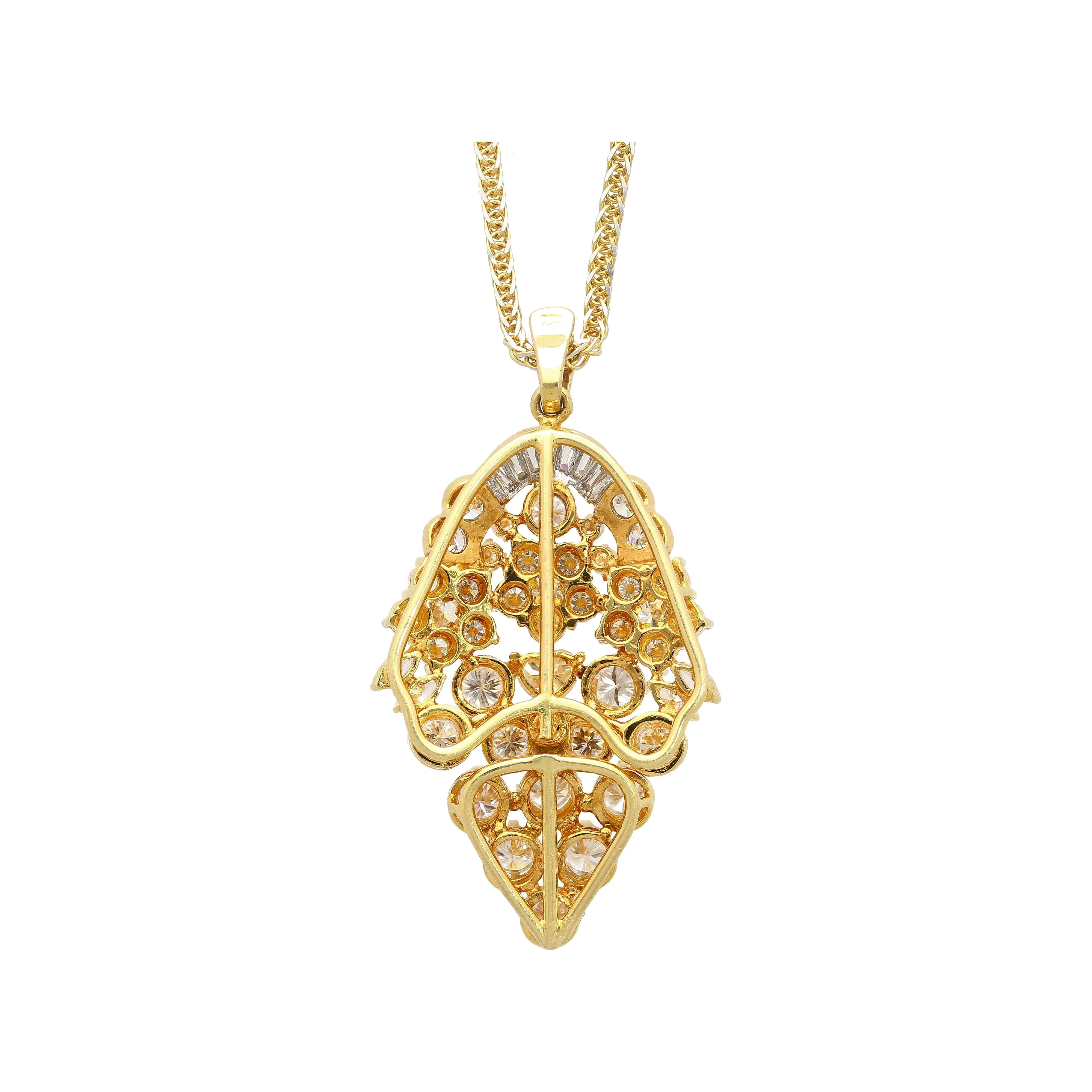 5 CTTW Diamond Cluster Multi Cut Pendant in 18K Yellow Gold Necklace - Image 7