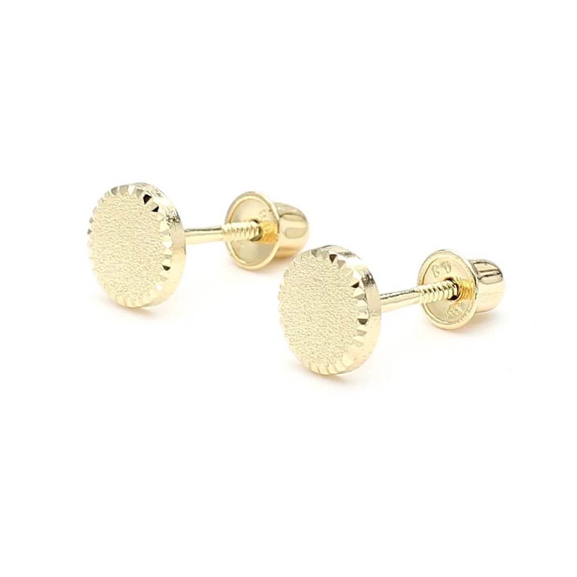 5mm Frosted Matte Round Screw Back 14K Gold Stud Earrings - Image 3
