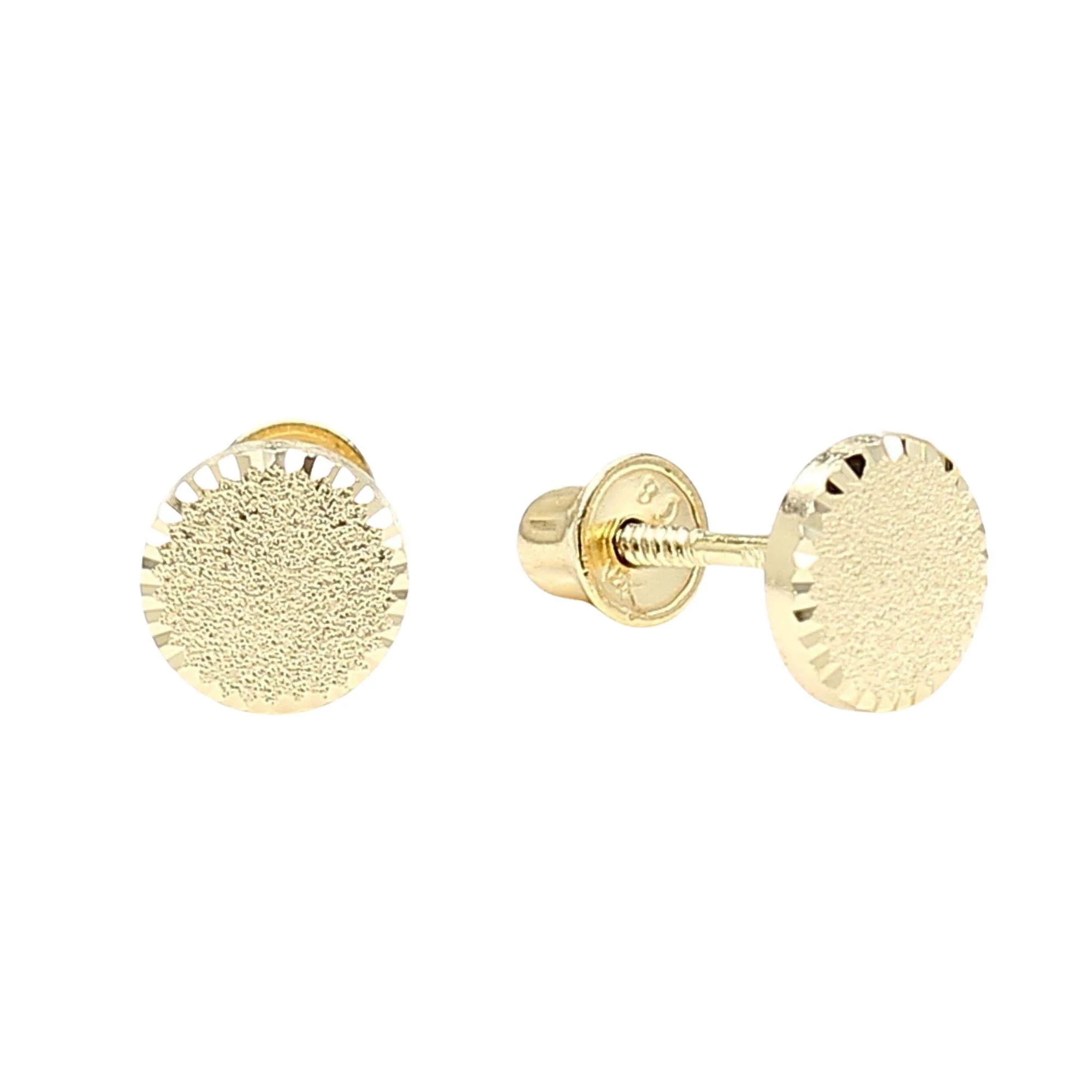5mm Frosted Matte Round Screw Back 14K Gold Stud Earrings - Image 4