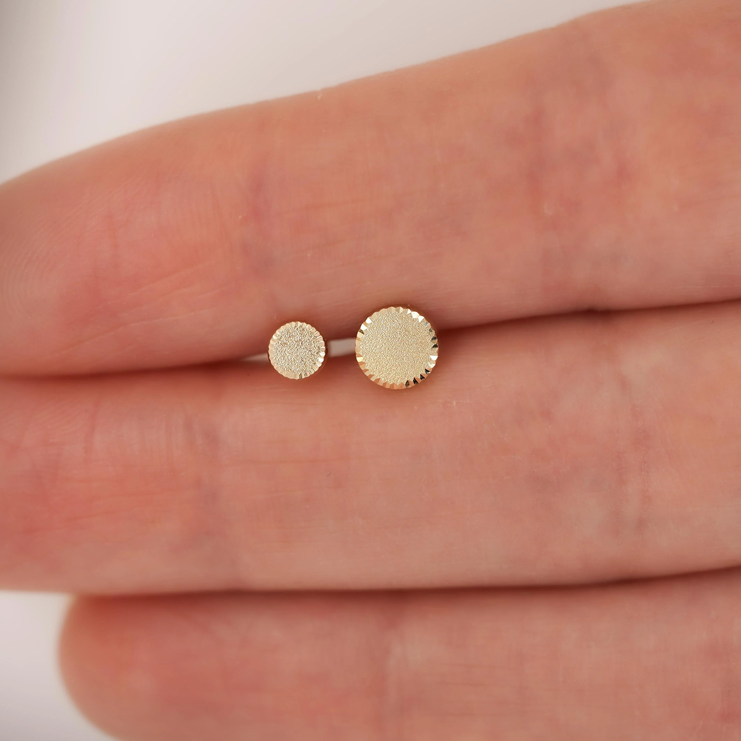5mm Frosted Matte Round Screw Back 14K Gold Stud Earrings - Image 5