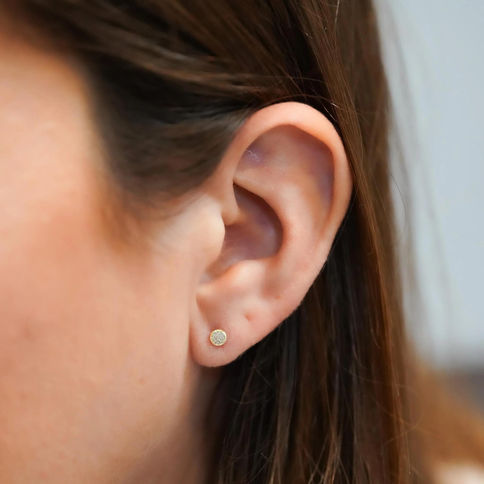 5mm Frosted Matte Round Screw Back 14K Gold Stud Earrings - Image 7