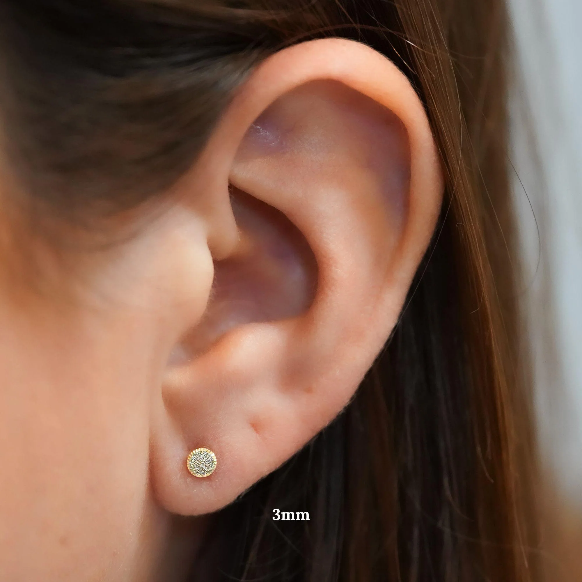 5mm Frosted Matte Round Screw Back 14K Gold Stud Earrings - Image 9