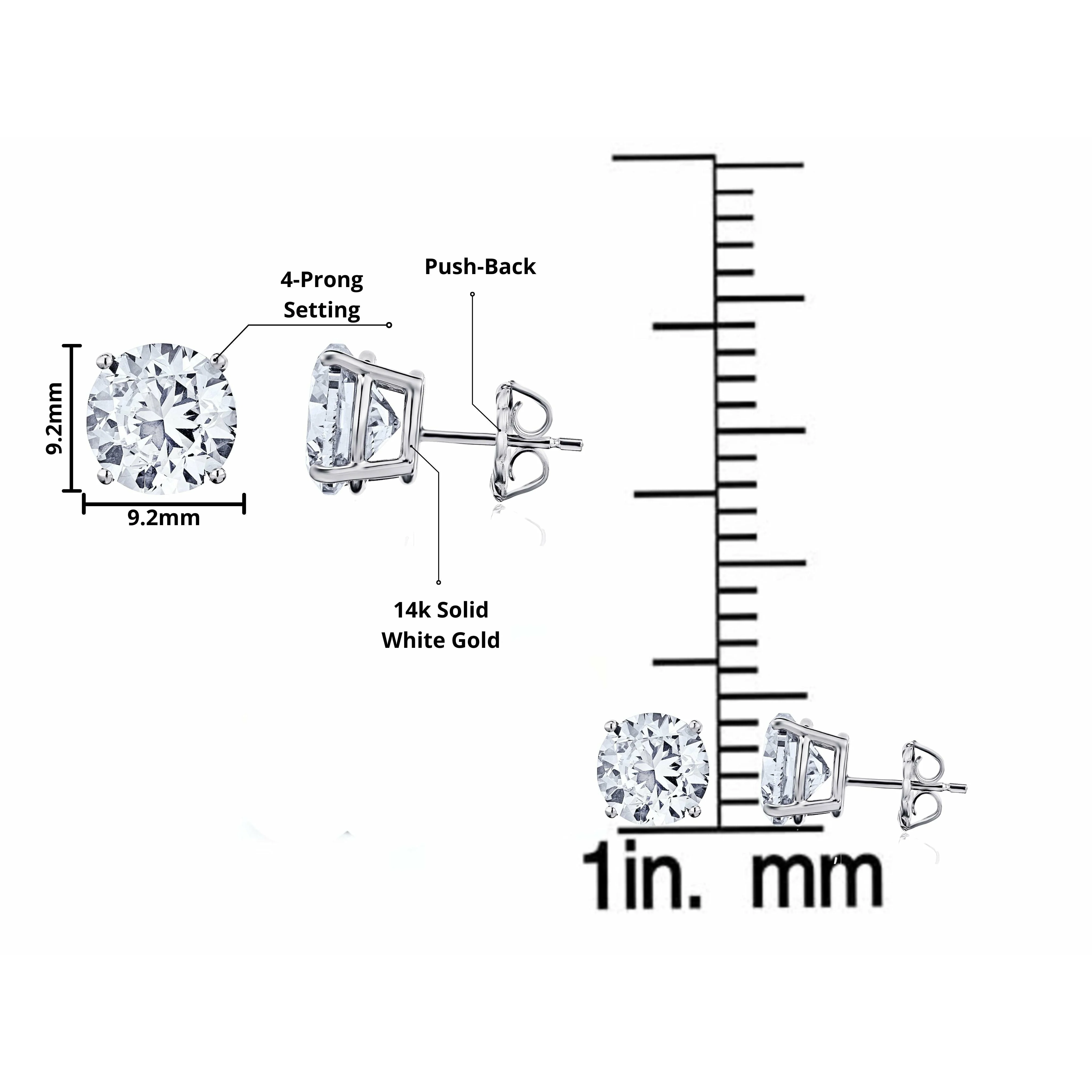 6.00 carat total 3ct each Lab Grown Diamond Stud Earrings in 14k White Gold - 4 Prong - Image 3