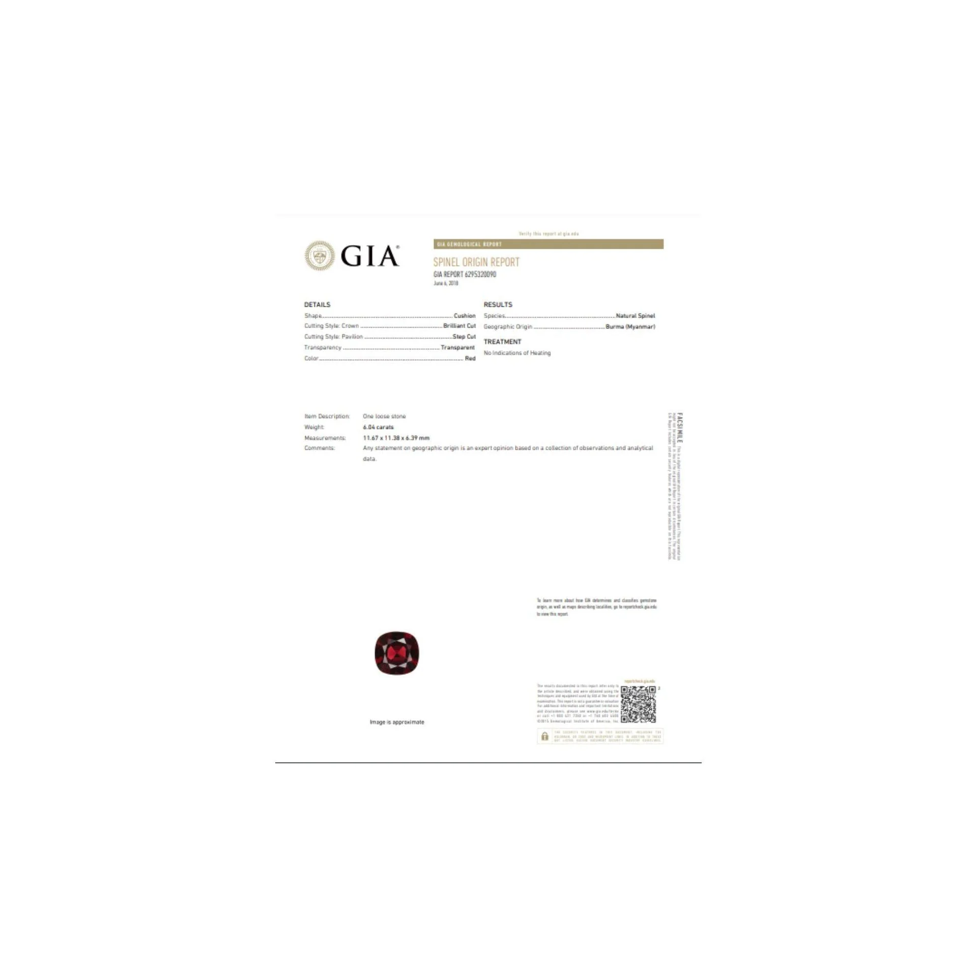 6.04 Carat Cushion Cut No Heat Burma Origin Spinel in Vintage 14K Gold Ring - Image 7