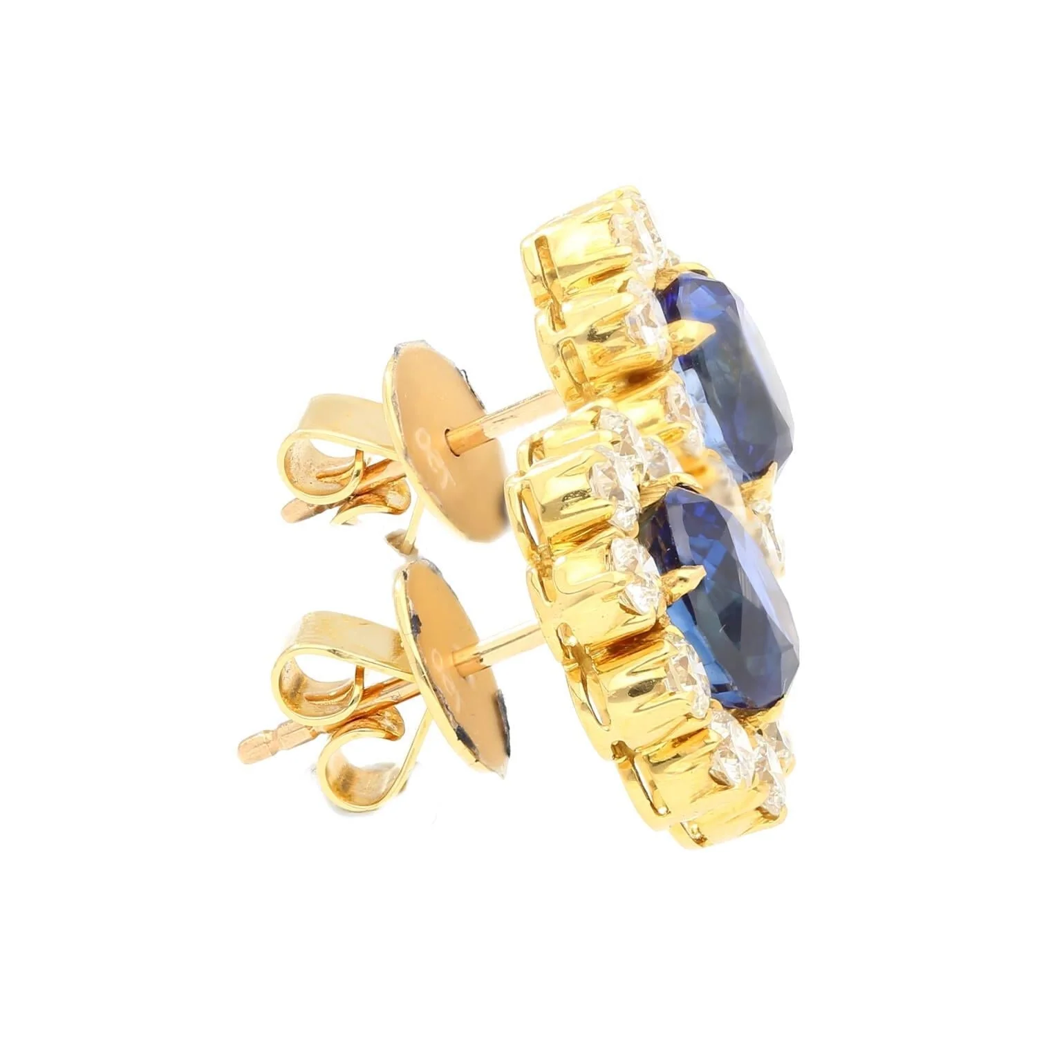 6.28ct Royal Ceylon Blue Sapphire Diamond Halo Stud Earrings - Image 5