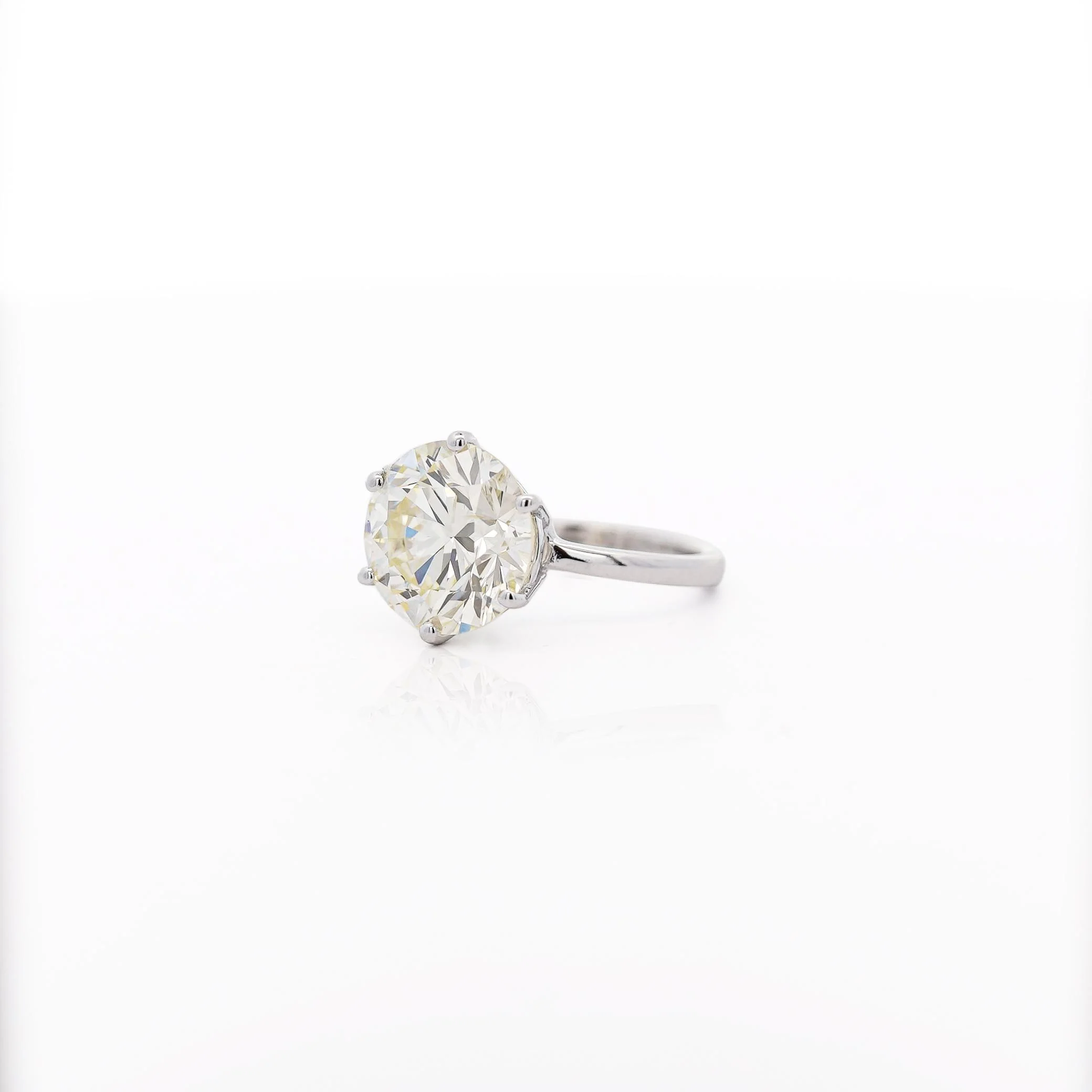 6.29 Carat Diamond 6-Prong Crown Basket Setting 14K White Gold Engagement Ring - Image 6
