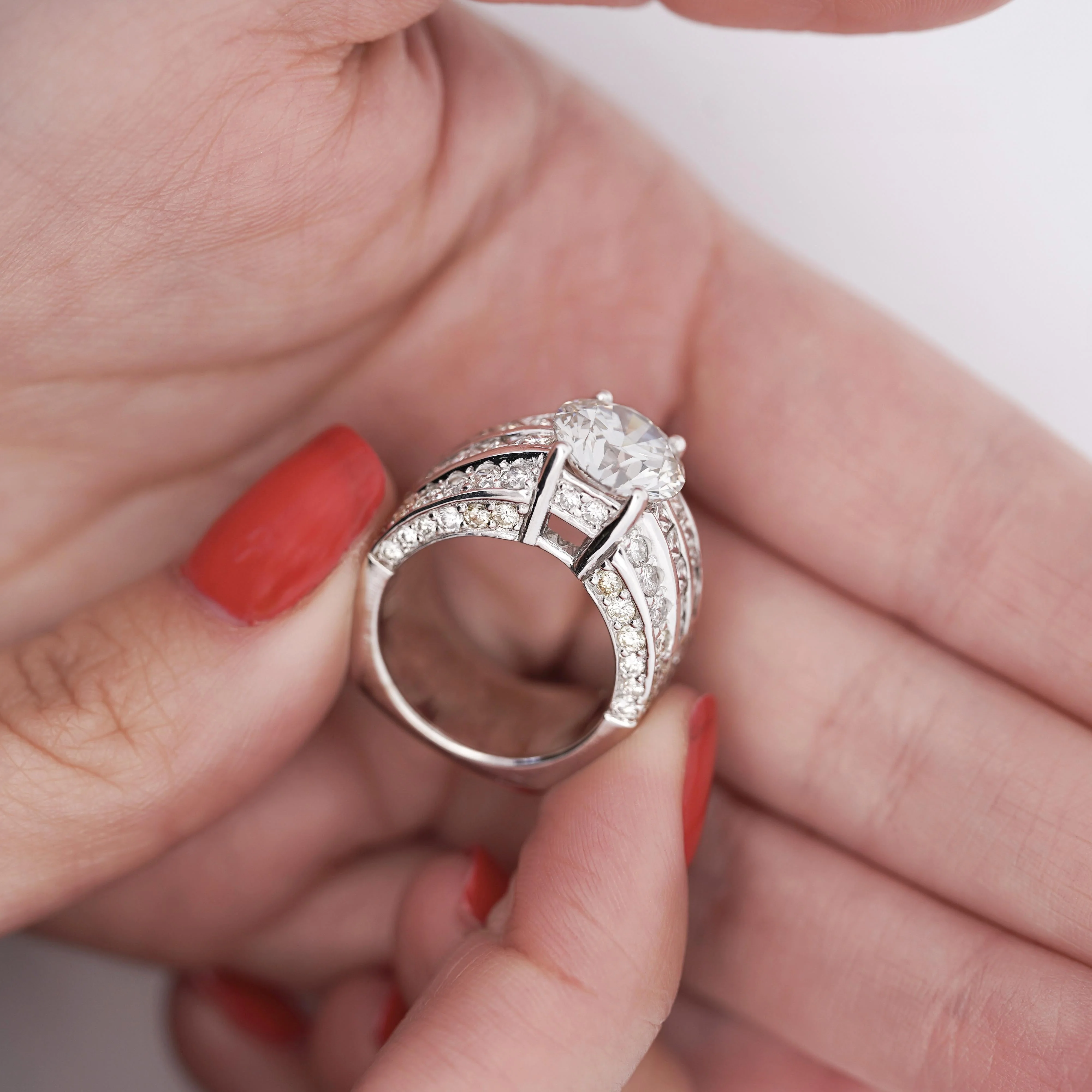 6.65 Carat Lab Grown & Natural Diamond in 14K White Gold Cluster Ring - Image 3