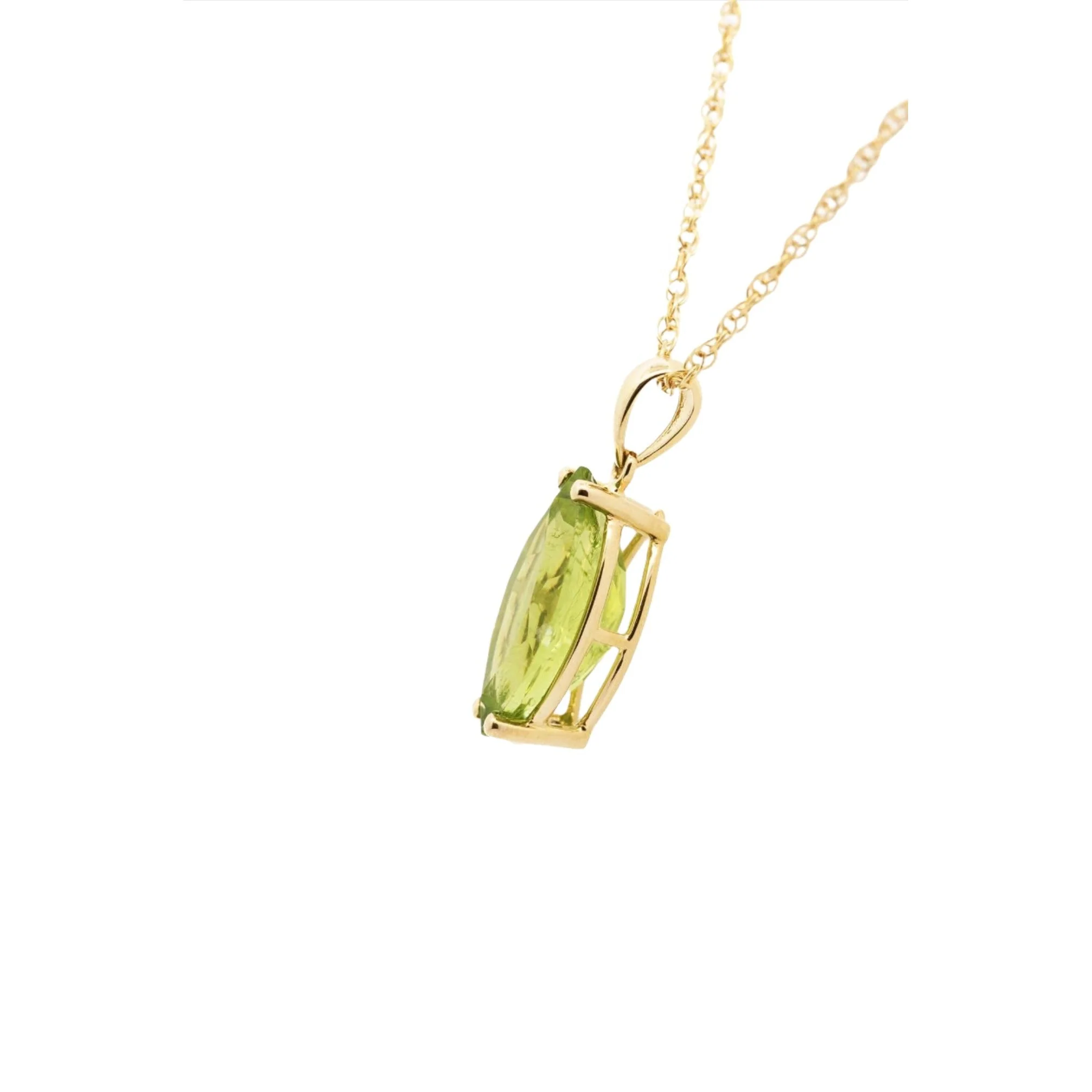 6.88 Carat Peridot Pendant Necklace in 14K Yellow Gold Rope Chain - Image 5