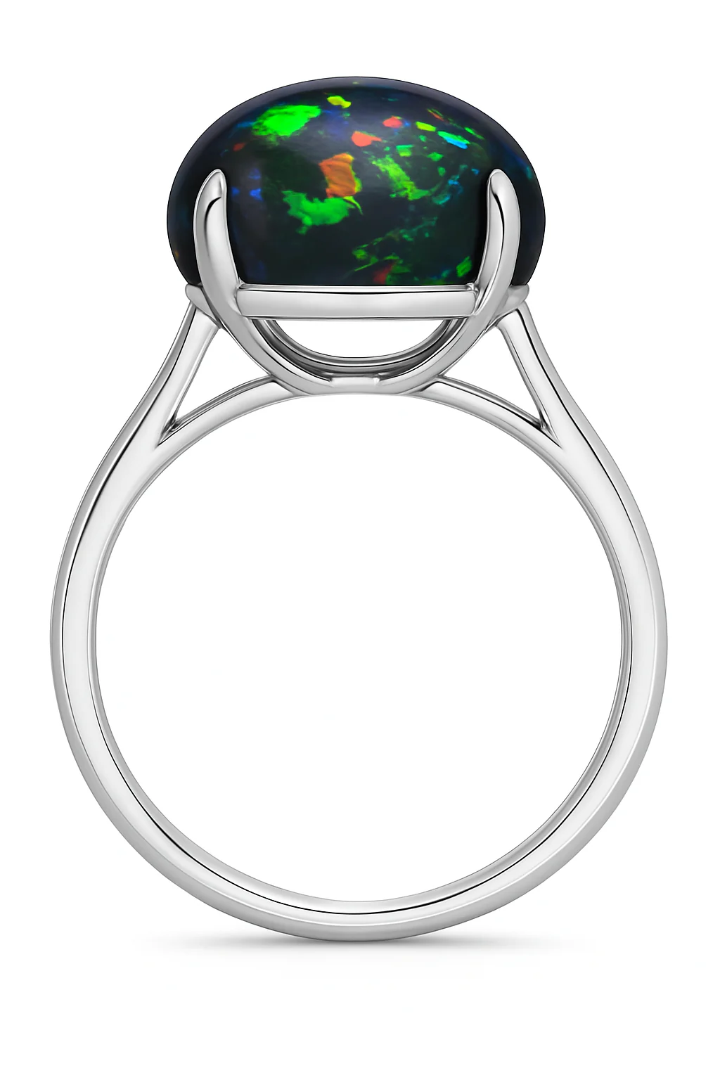 6 Carat Australian Black Opal in a 4-Prong White Gold Mounting - Image 2