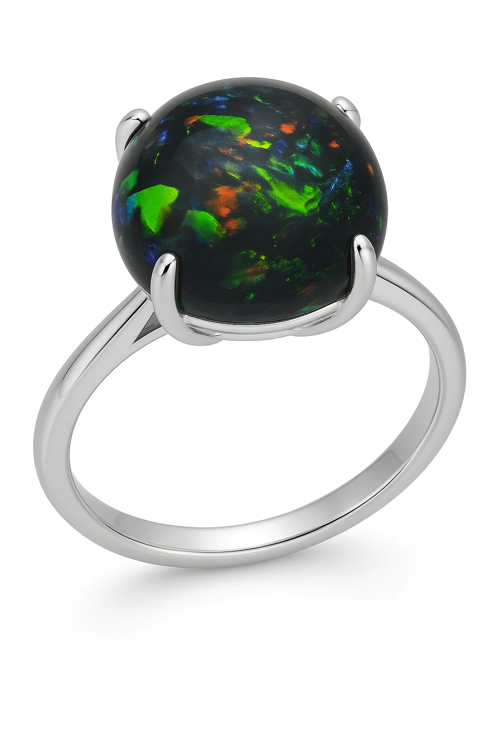 6 Carat Australian Black Opal in a 4-Prong White Gold Mounting - Image 3