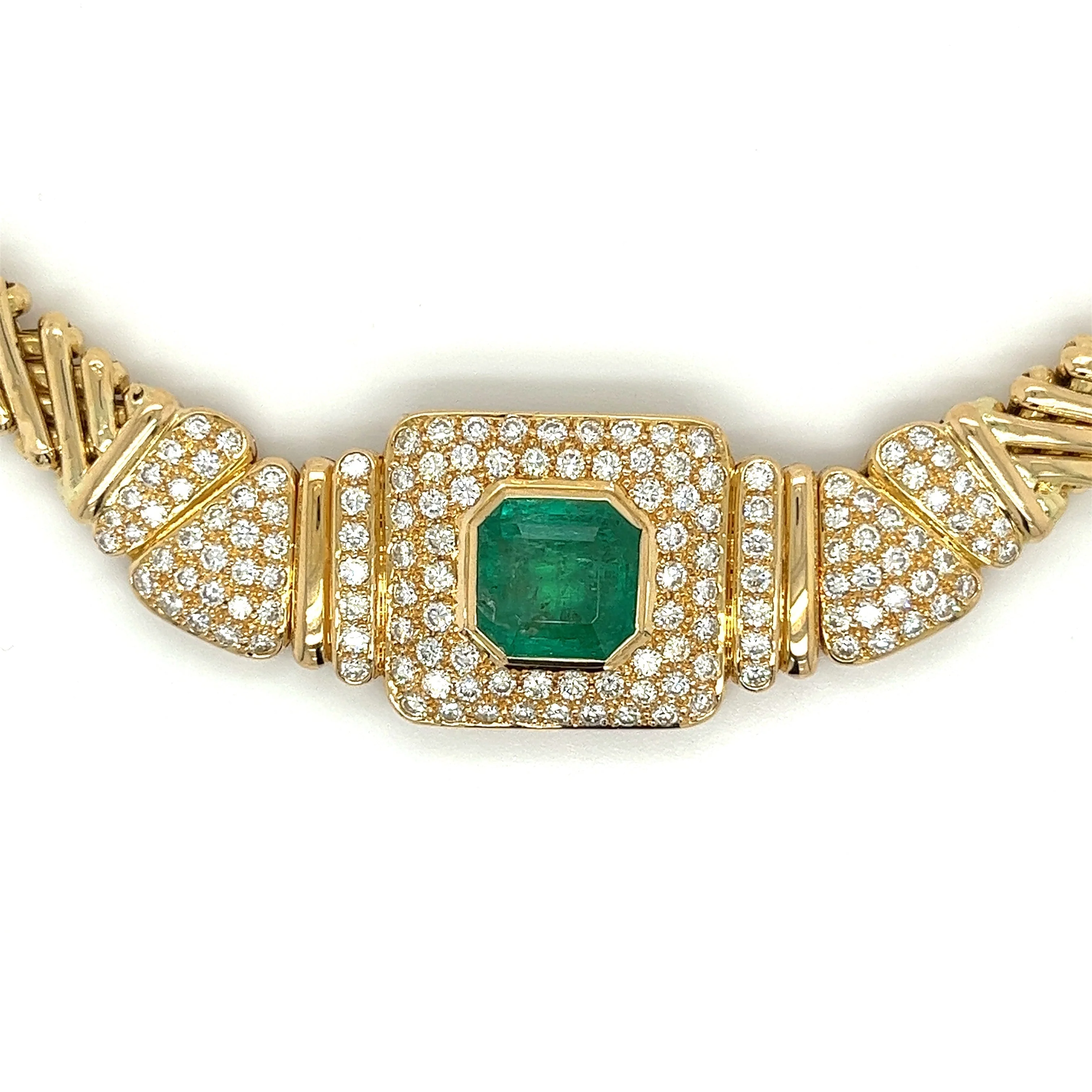 6 Carat Natural Colombian Emerald & Diamond Choker Necklace 18 Karat Gold - RS - Image 7