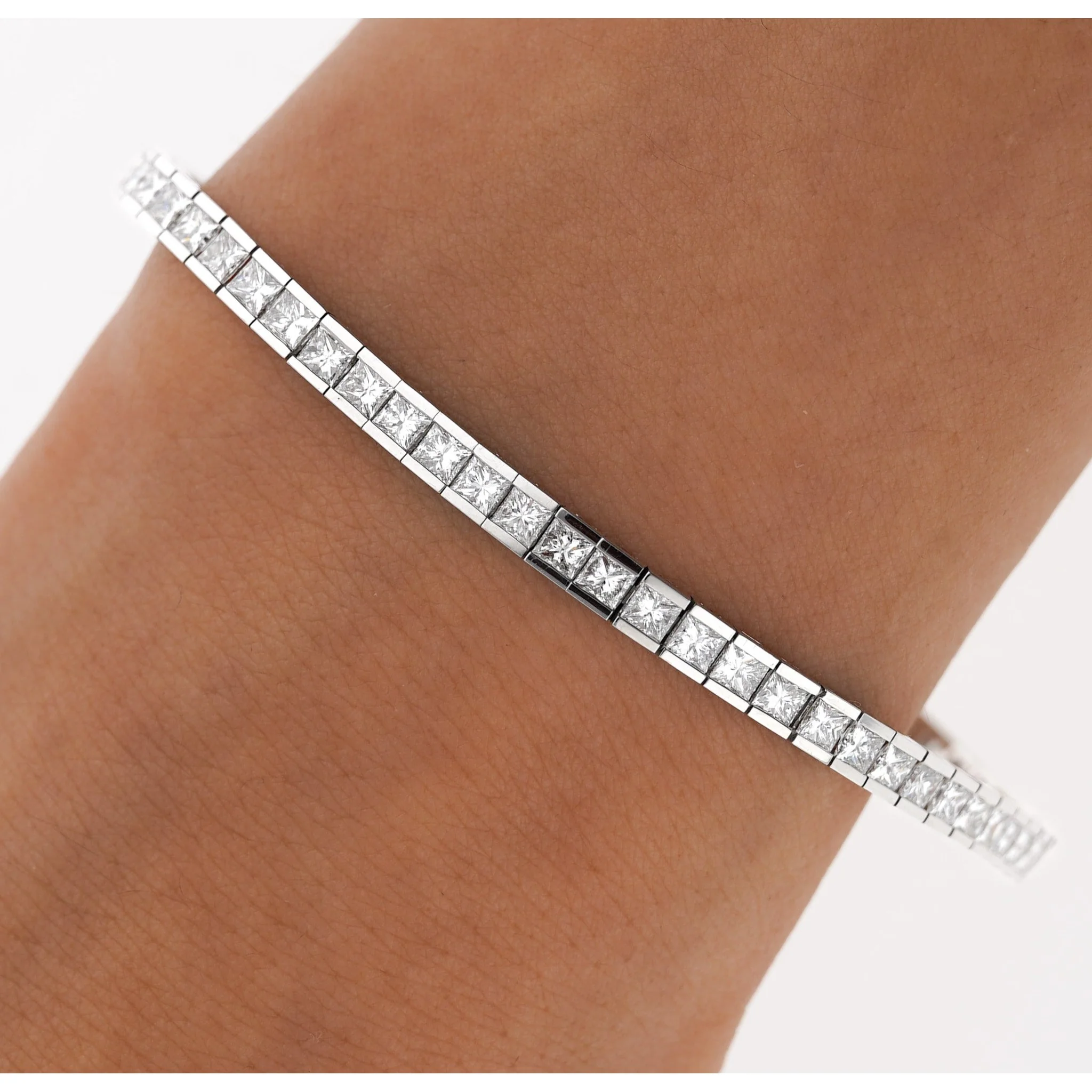 6 Carat Diamond Princess Cut Diamond Half Bezel Channel Tennis Bracelet - Image 2