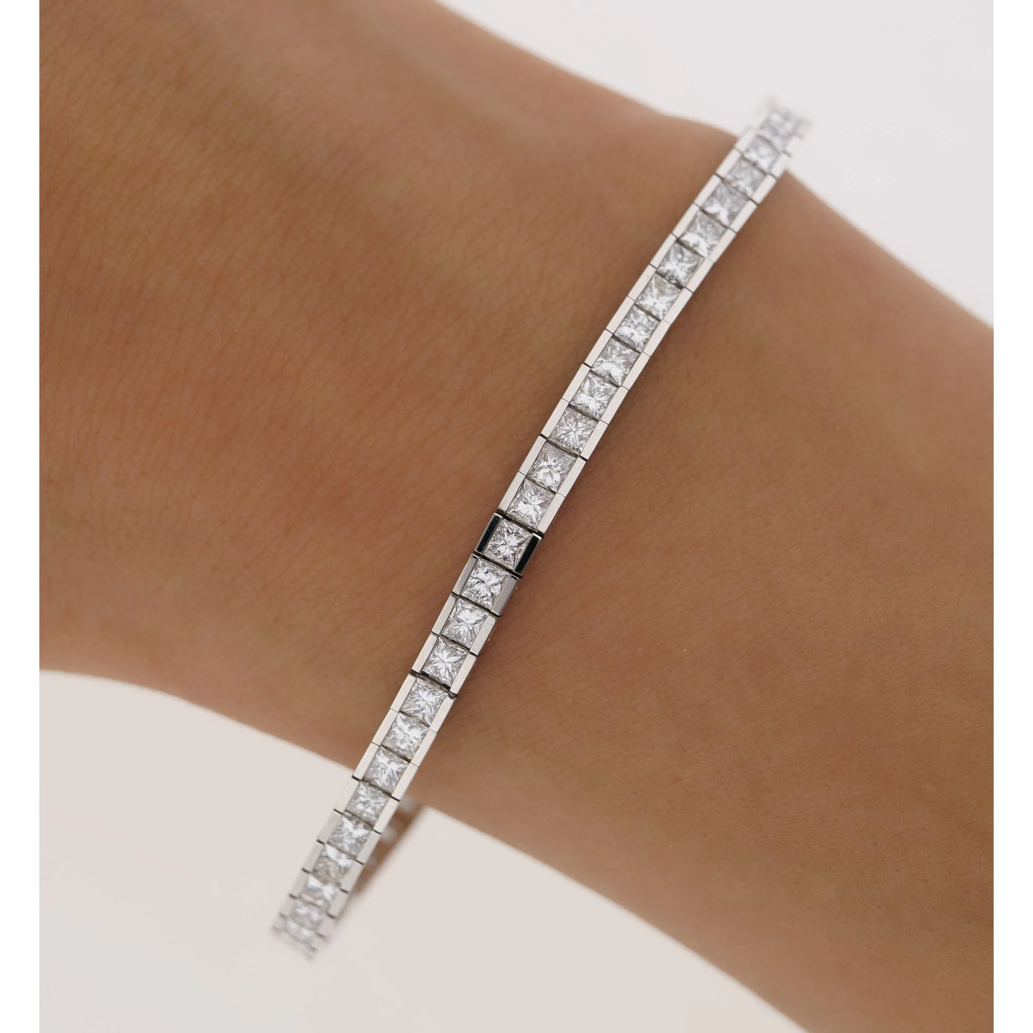 6 Carat Diamond Princess Cut Diamond Half Bezel Channel Tennis Bracelet - Image 3