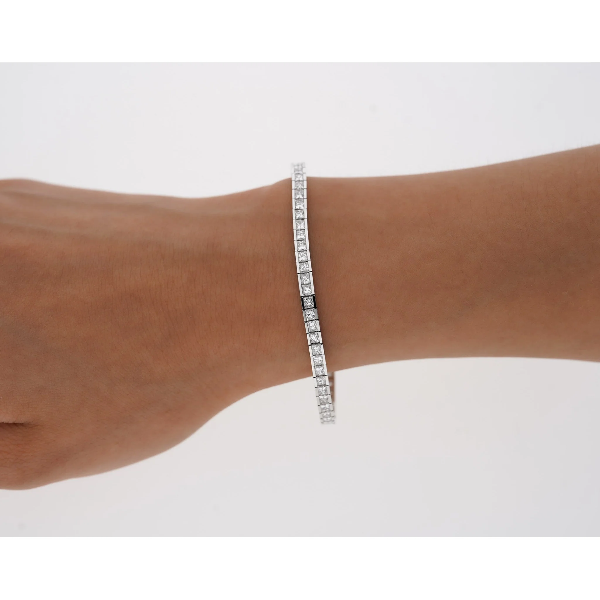 6 Carat Diamond Princess Cut Diamond Half Bezel Channel Tennis Bracelet - Image 6