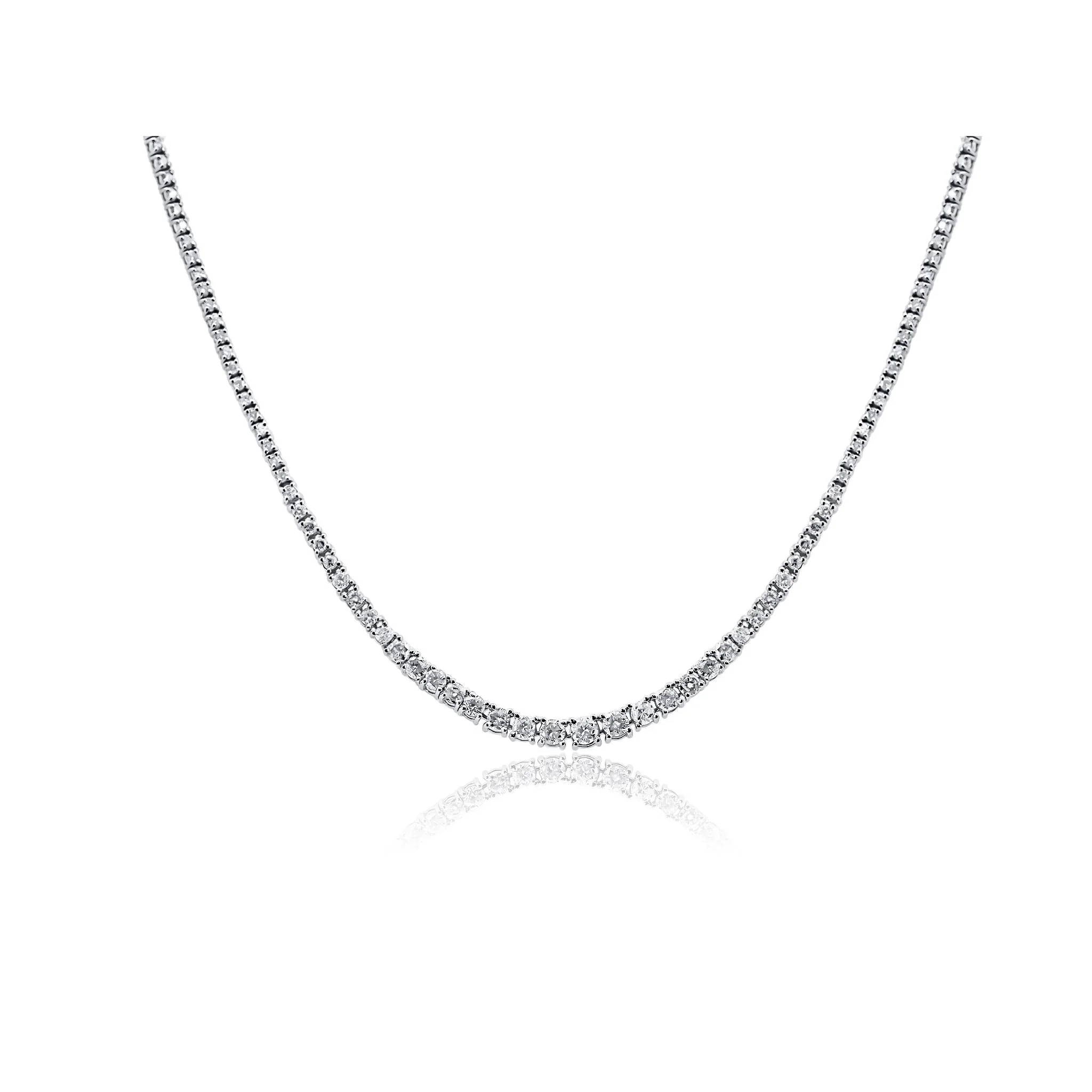 6 Carat Natural Diamond Riviera Graduated Tennis Necklace Platinum 17" 4-Prong - Image 3