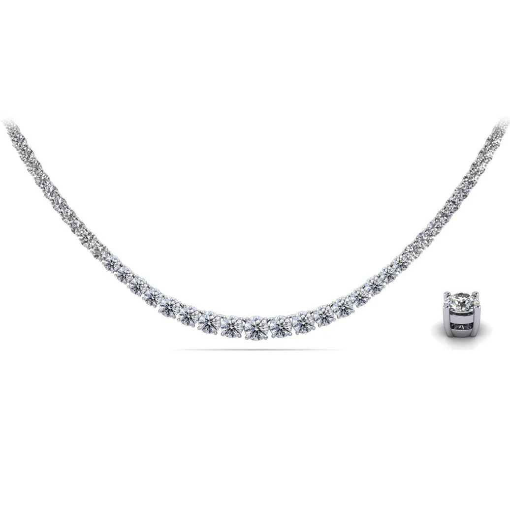 6 Carat Natural Diamond Riviera Graduated Tennis Necklace Platinum 17" 4-Prong - Image 4
