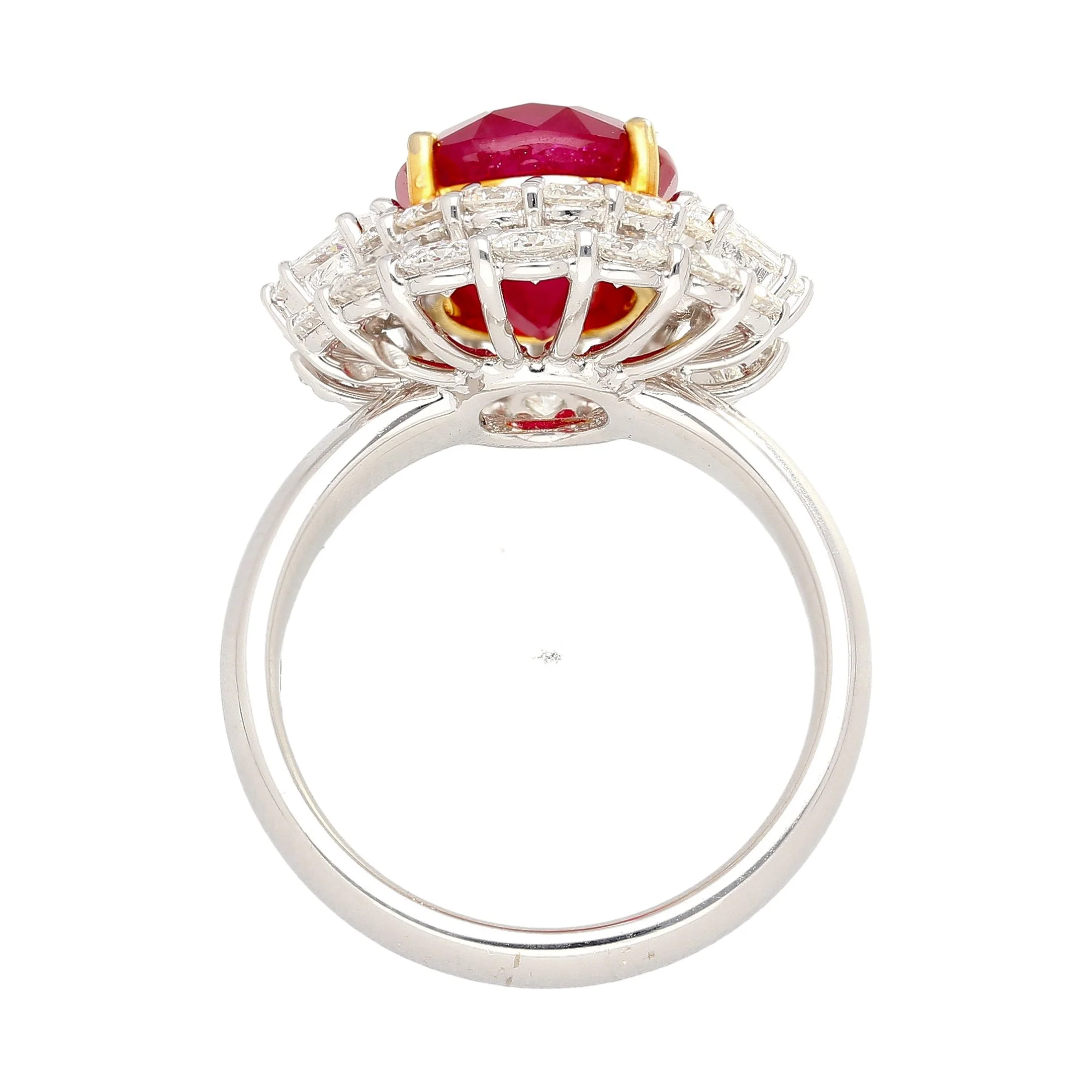 6.39 Carat Vivid Red "Pigeons Blood" Oval Cut Burma Ruby and Diamond Ring - Image 2