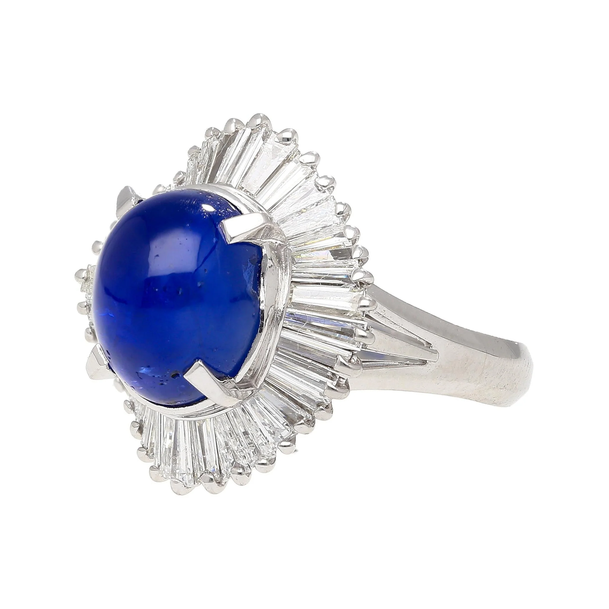 7.04 Carat Blue Star Sapphire and Diamond Platinum Ballerina Ring - Image 5