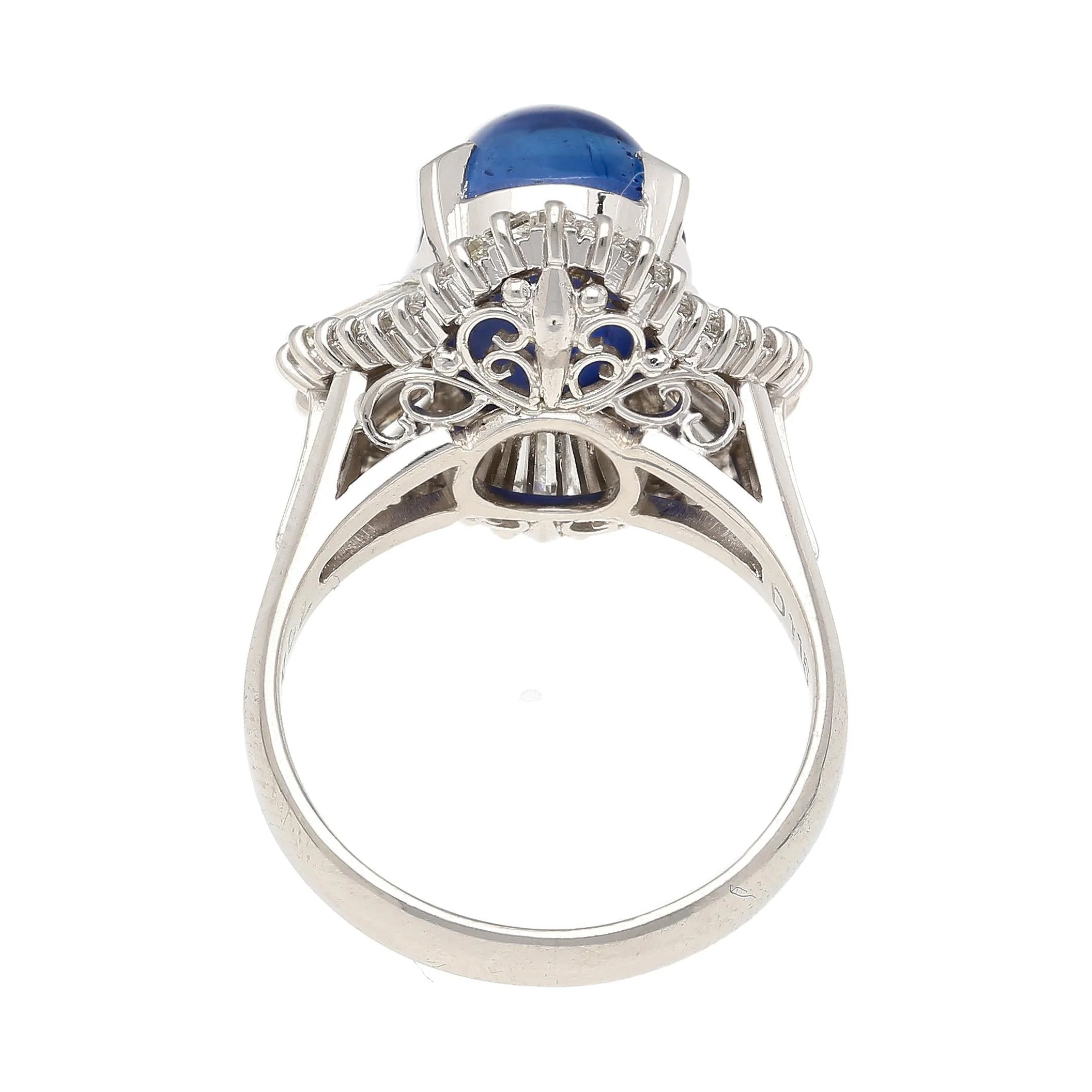 7.04 Carat Blue Star Sapphire and Diamond Platinum Ballerina Ring - Image 6