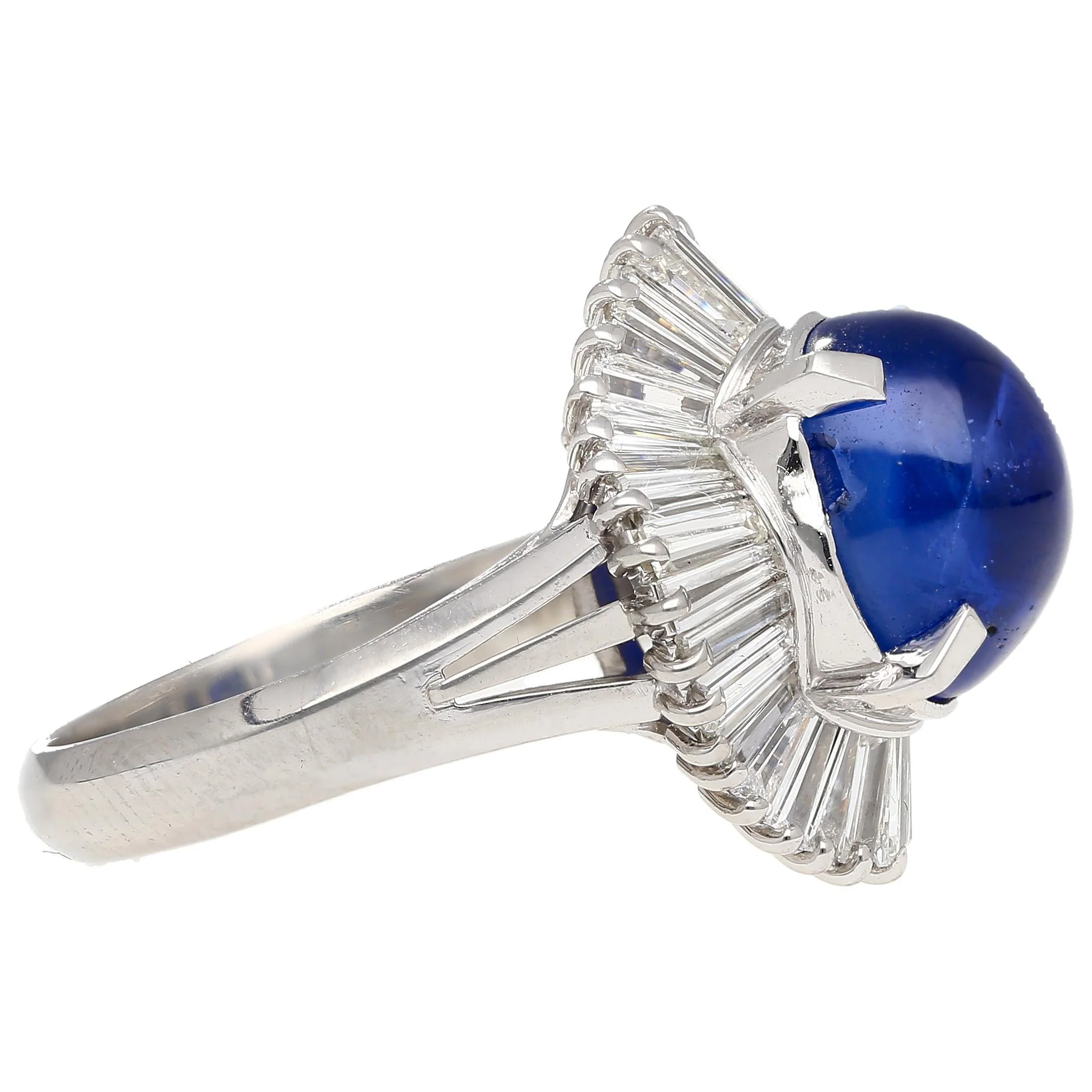 7.04 Carat Blue Star Sapphire and Diamond Platinum Ballerina Ring - Image 8