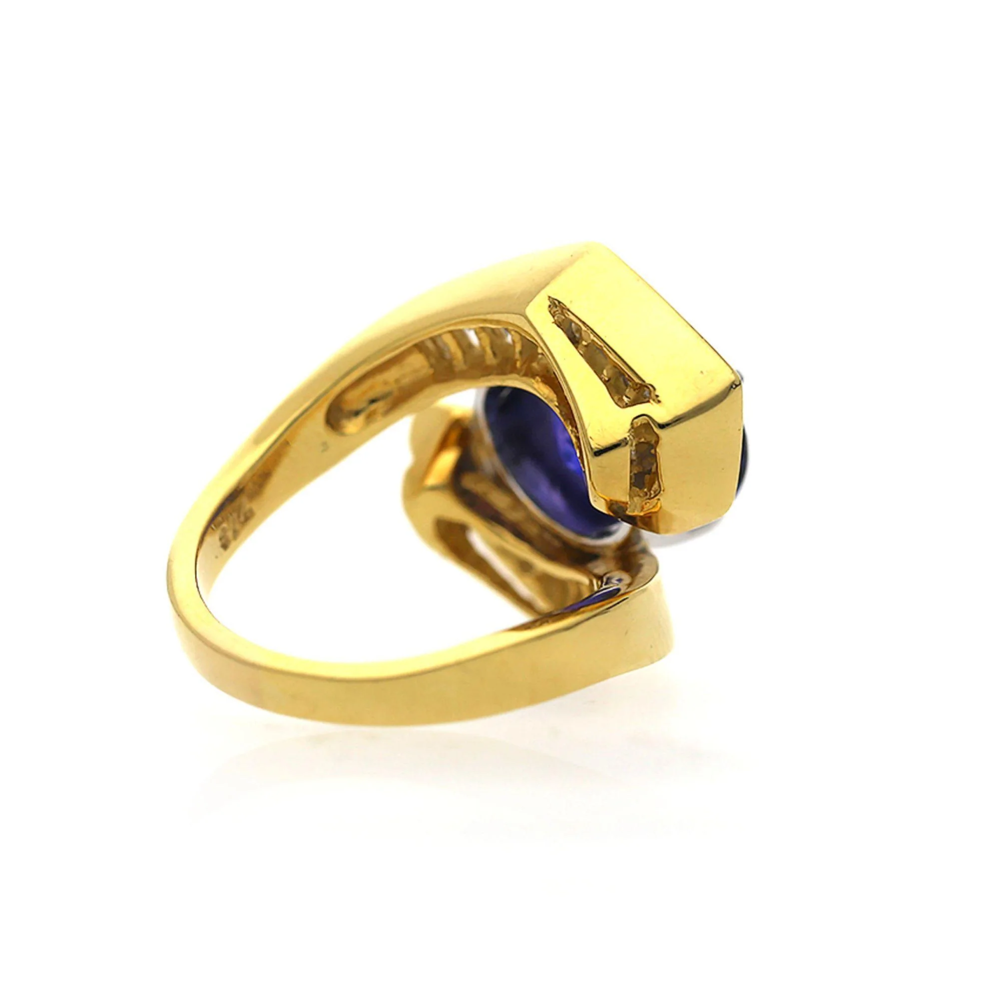 7.18 Carat Color Change Sapphire & Diamond 18K Bypass Ring - Image 5