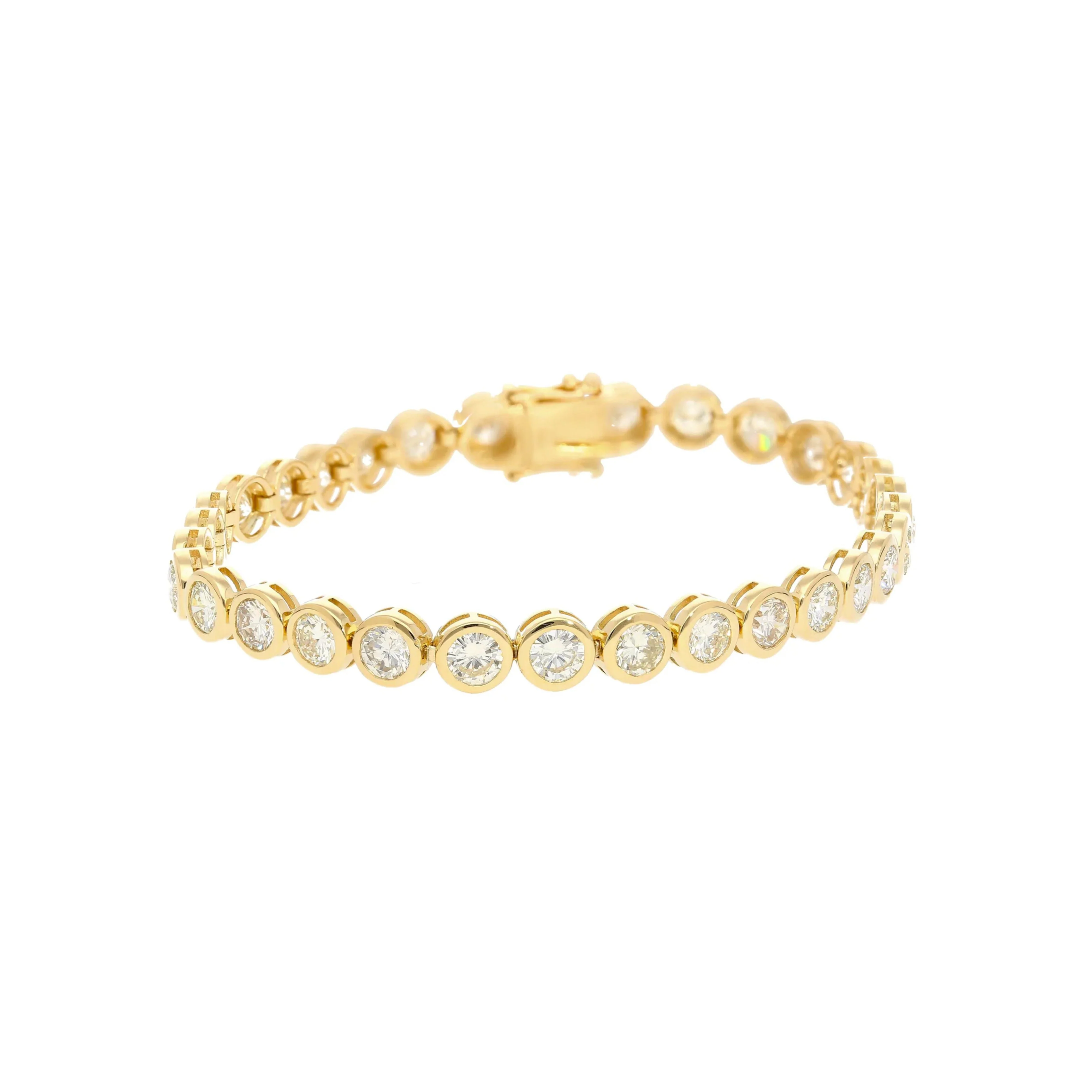 7.8-10 Carat Natural Diamond Bezel Set 18K Gold Tennis Bracelet 7" - Image 2