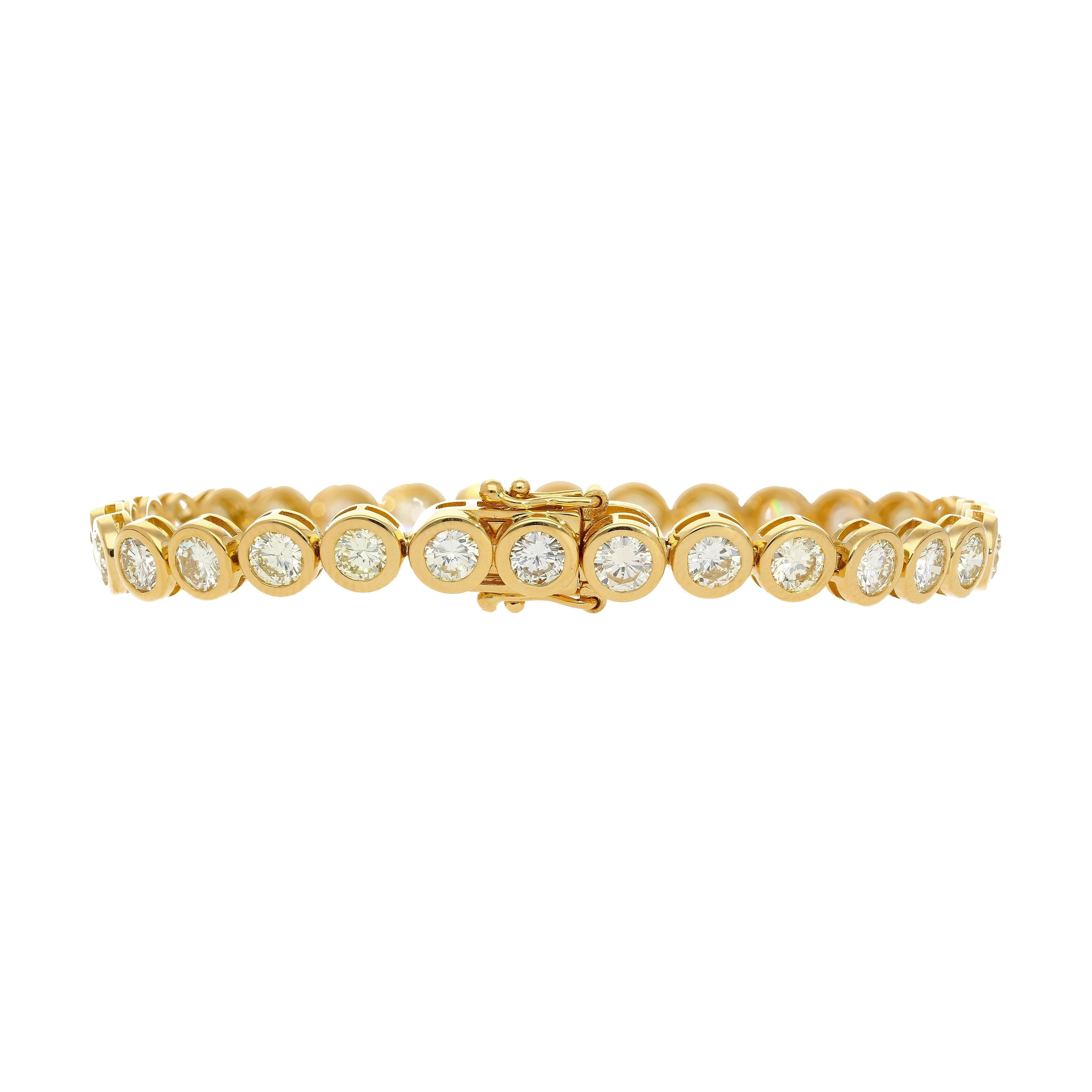 7.8-10 Carat Natural Diamond Bezel Set 18K Gold Tennis Bracelet 7" - Image 3