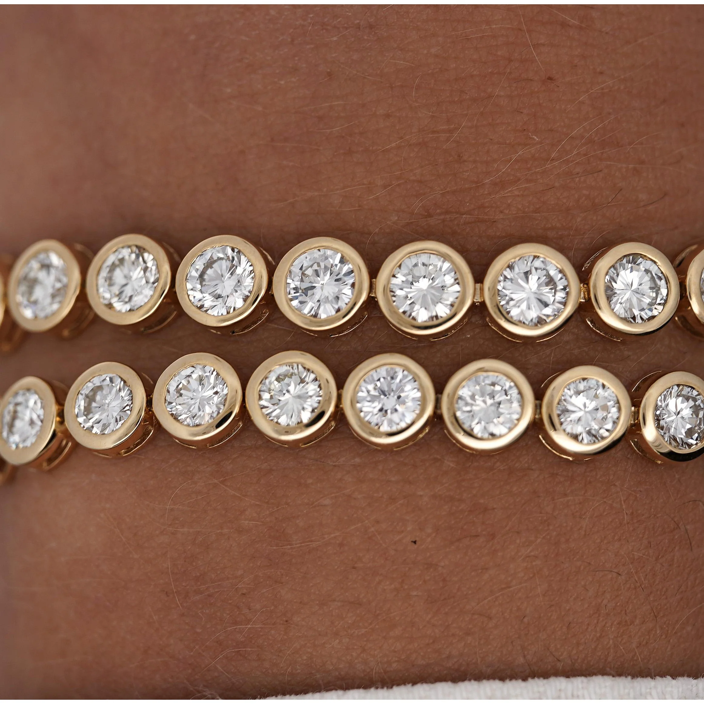 7.8-10 Carat Natural Diamond Bezel Set 18K Gold Tennis Bracelet 7" - Image 8