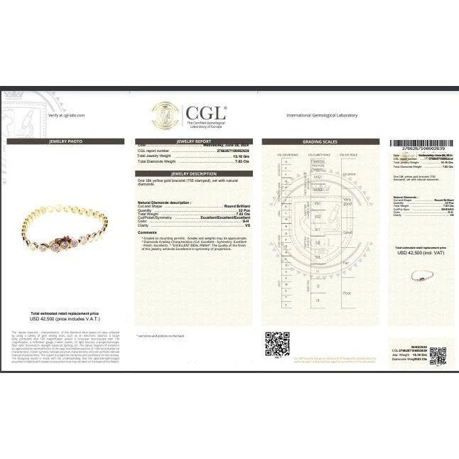 7.8-10 Carat Natural Diamond Bezel Set 18K Gold Tennis Bracelet 7" - Image 9
