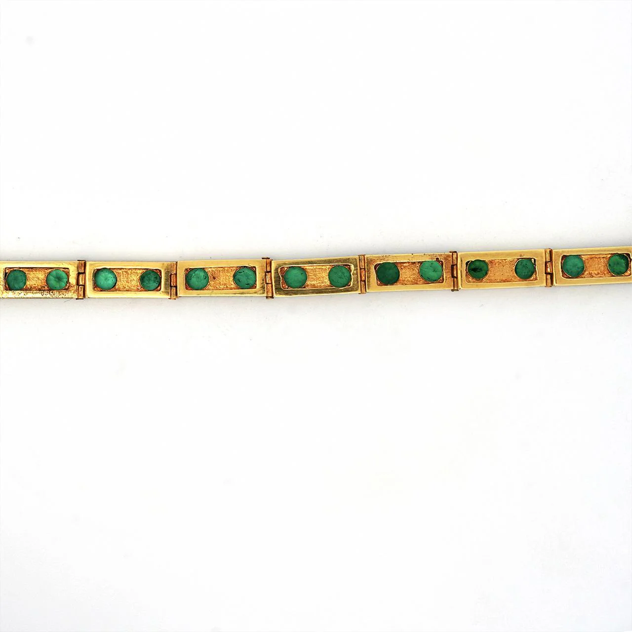 7 Carat Colombian Emerald Bracelet 18K Gold Vintage Box Link Matte Finish - Image 6