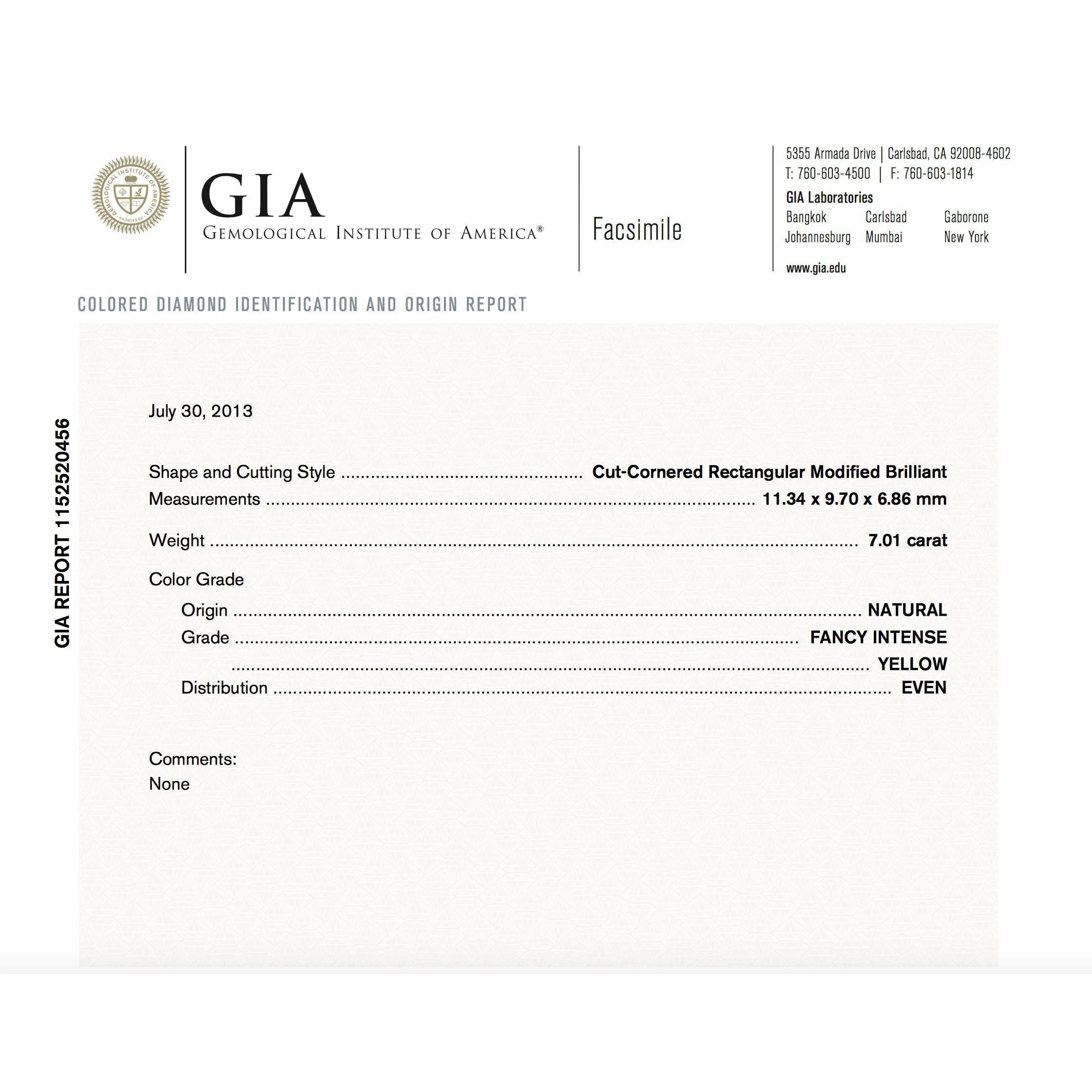 7 Carat Fancy Intense Yellow Radiant Cut Diamond and Diamond Halo Ring | GIA Certified - Image 8